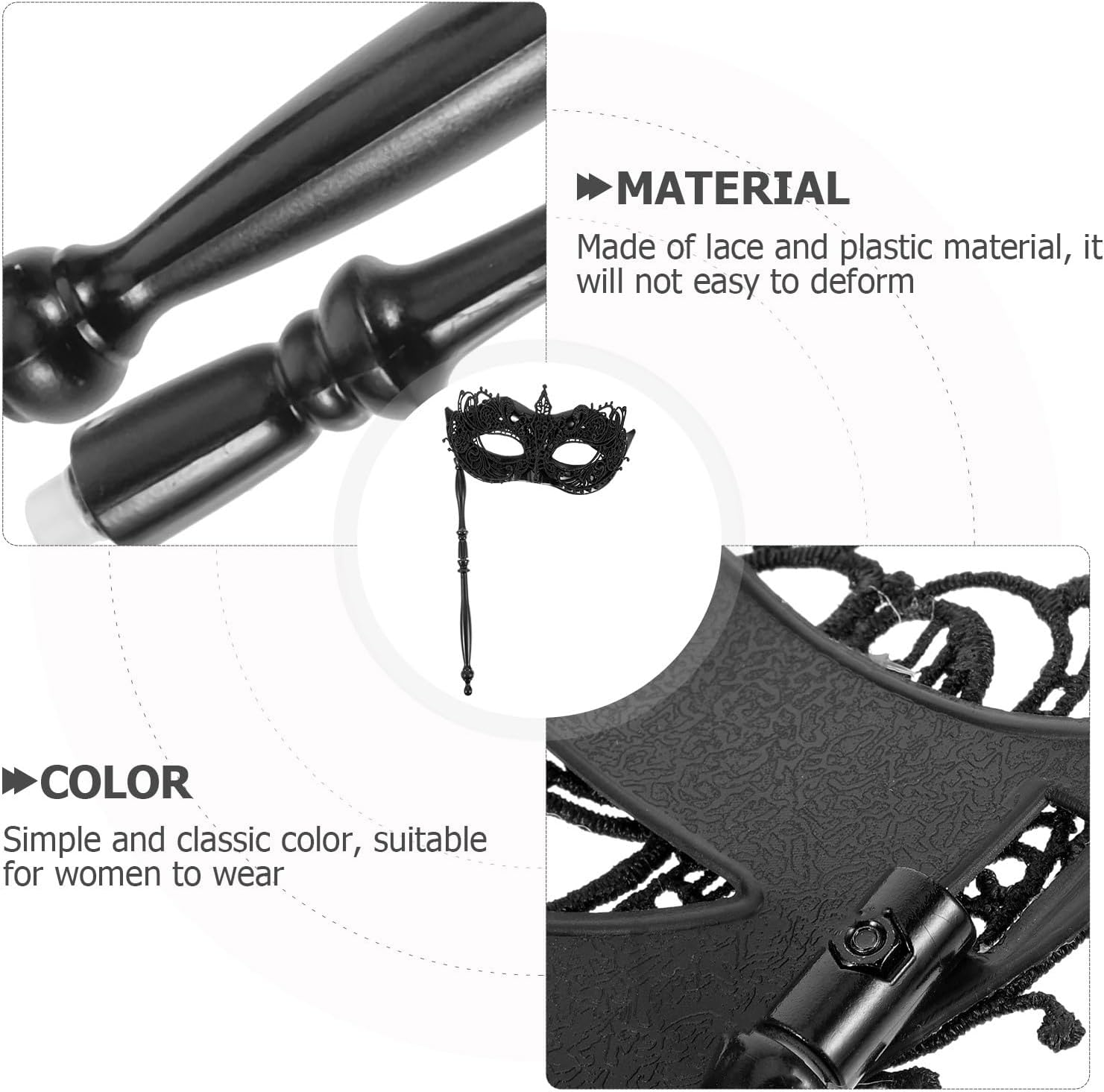 PACKOVE Masquerade with Stick Black Masquerade Masquerade Masquerade Ball Costume Masks
