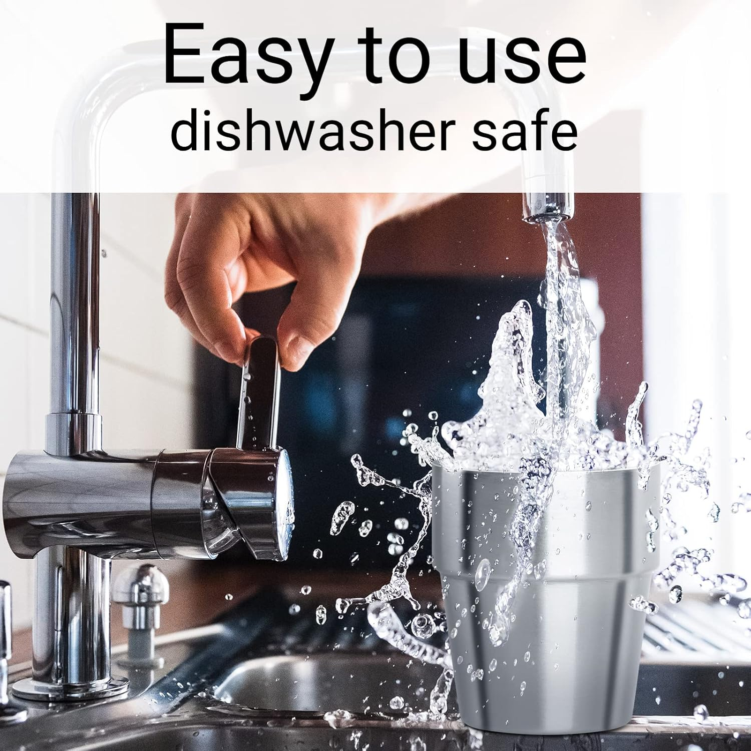 Beasea Stainless Steel Cups Set of 4, 10 Oz Double Wall Vacuum Insulated Drinking Cups Metal Drinking Glasses for Kids and Adults image number 6