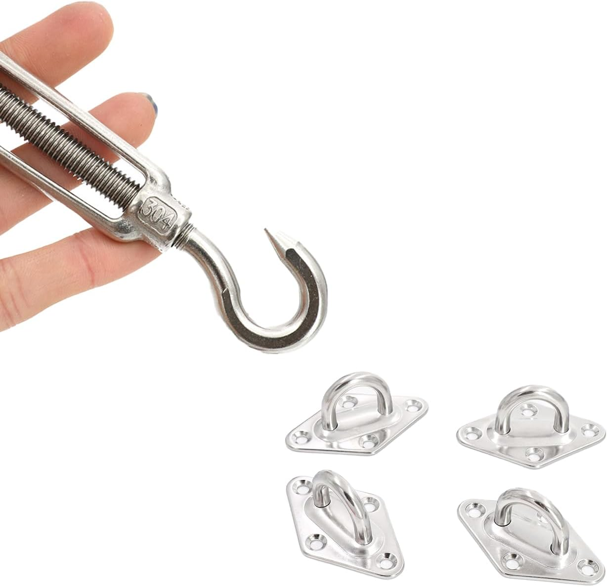 44Pcs Shade Sail Hardware Kit for Triangle Rectangle Sun Shade Sail Installation, 304 Grade Stainless for Garden Outdoors image number 4