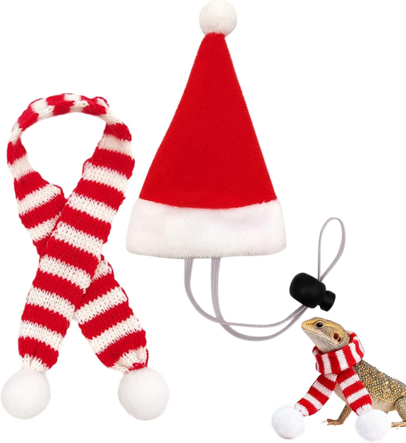 Chicken Clothes - Santa Cosplay Dress up | Small Animal Tiny Santa Hat with Adjustable Chin Strap - for Duck Hamster Rabbit Kitty Parrot Puppy Lizard Farm Decor