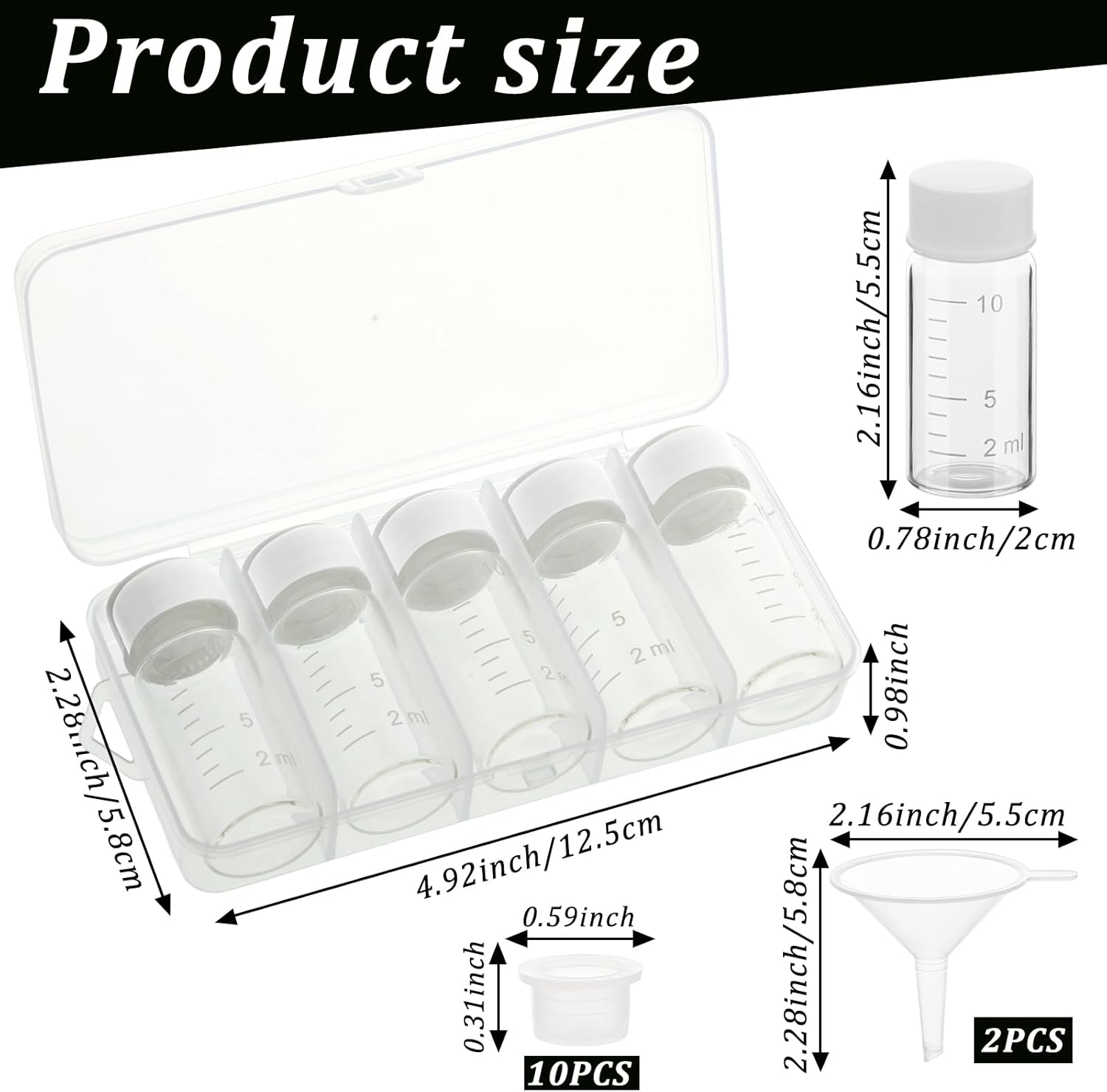 AIHSUMC 5 Pcs Liquid Medicine Travel Container, Scale Glass Liquid Medicine Bottles Travel Size Liquid Medicine Dispenser with Leak-Proof Plug Single Dose Medicine Bottles Containers (Clear, 10Ml) image number 1