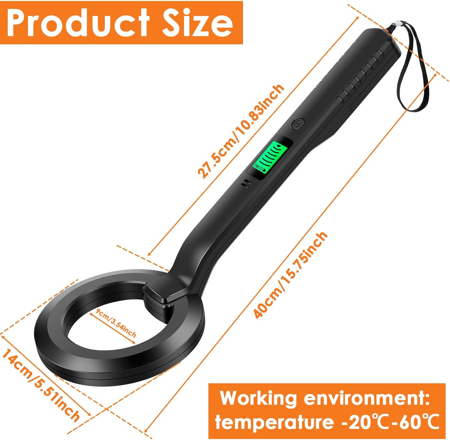 Abizarch Metal Detector, IP54 Waterproof-Portable High Sensitivity Metal Detector with Audible & Vibration Alerts, 360&deg; Scanning Handheld Metal Detector Treasure Finder for Metal Objects (Black) image number 1