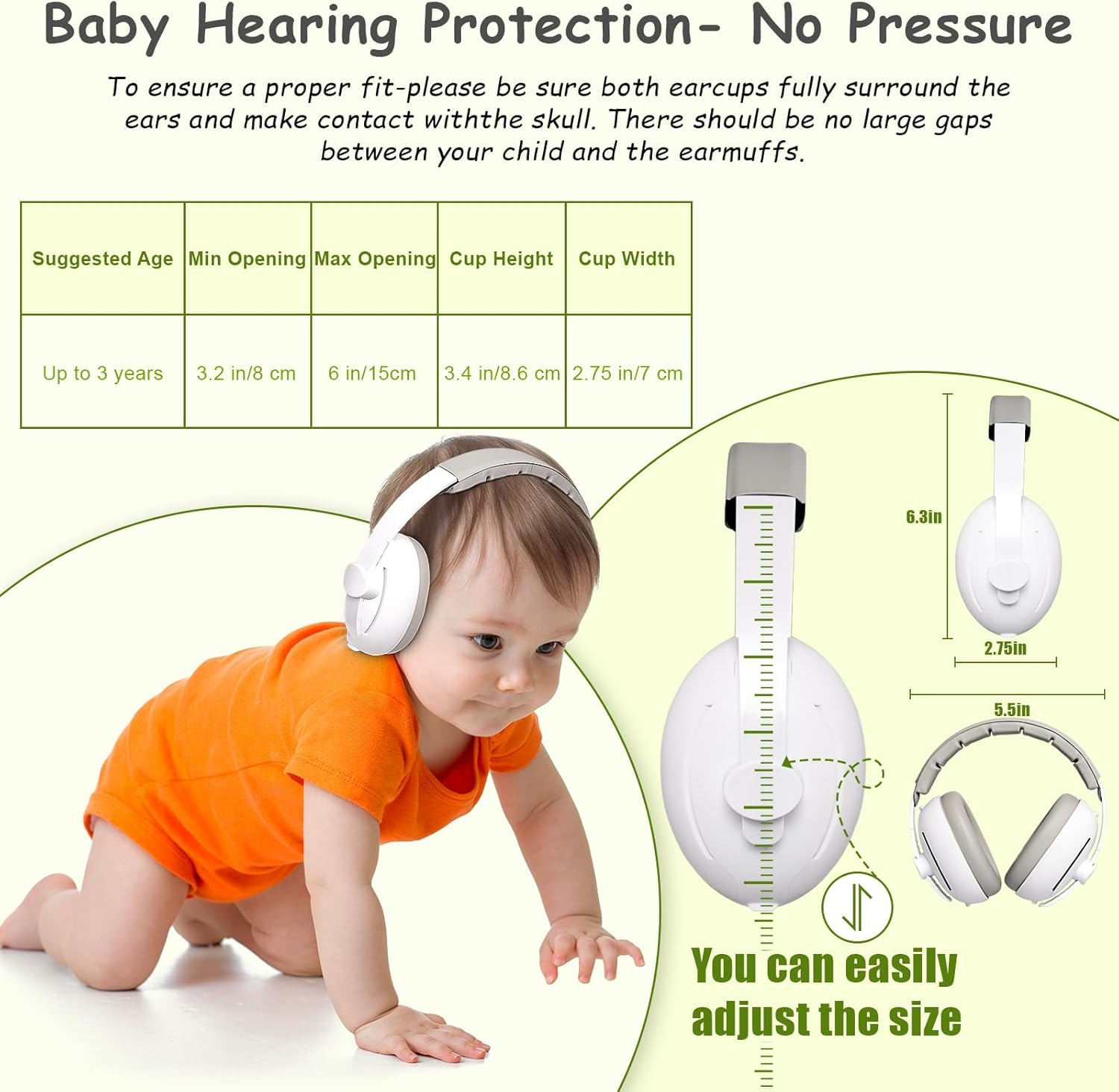 Dsocool 2-IN-1 Baby Ear Muffs Noise Protection up to 48 Months, New &Upgraded Baby Noise Cancelling Headphones against Hearing Damage