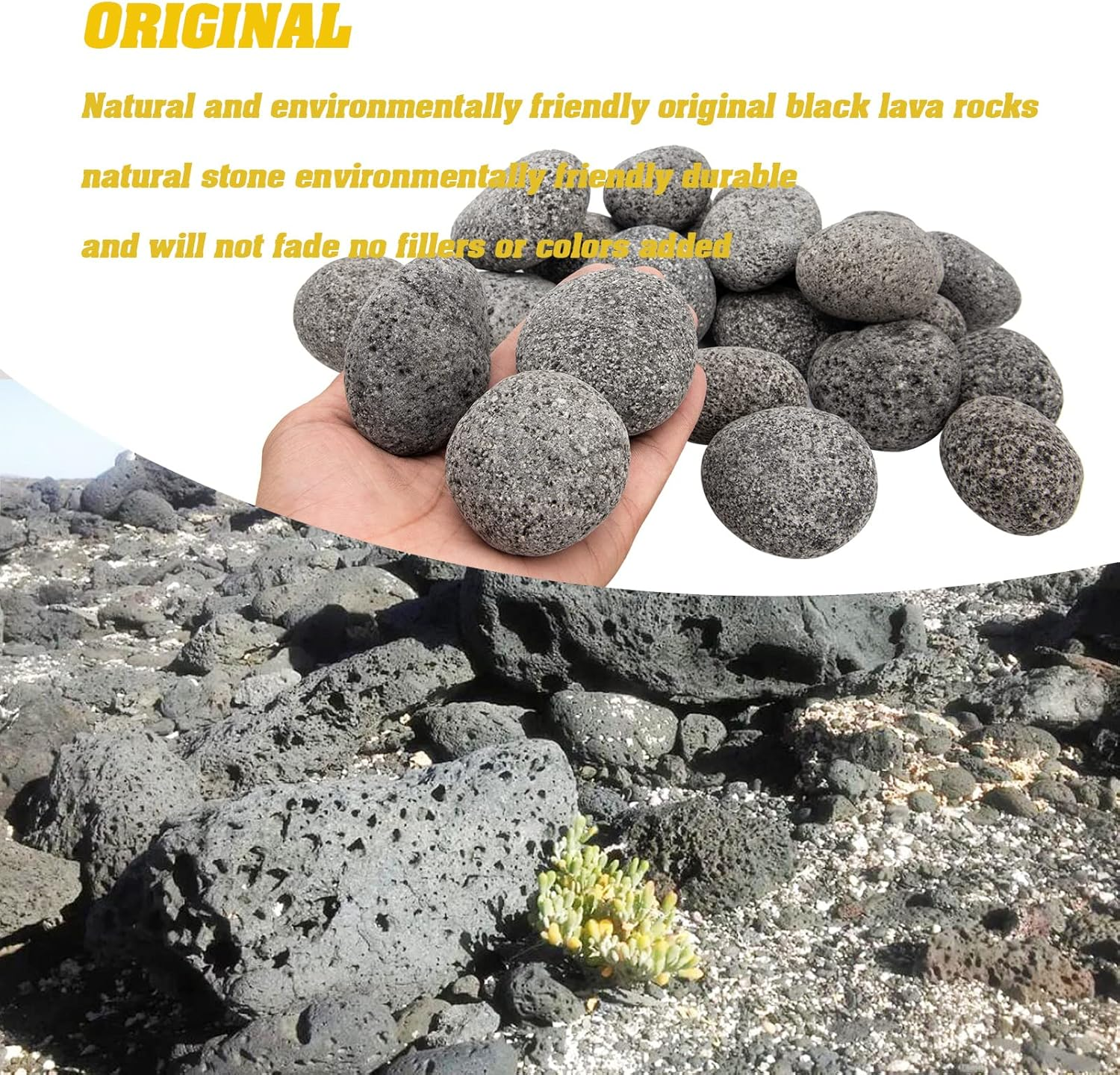 Black Lava Rocks for Fire Pit, Natural Fire Rocks, 2"-3" Firepit Rocks, 10 Pound, for Gas Fire Pit and Fireplace image number 3