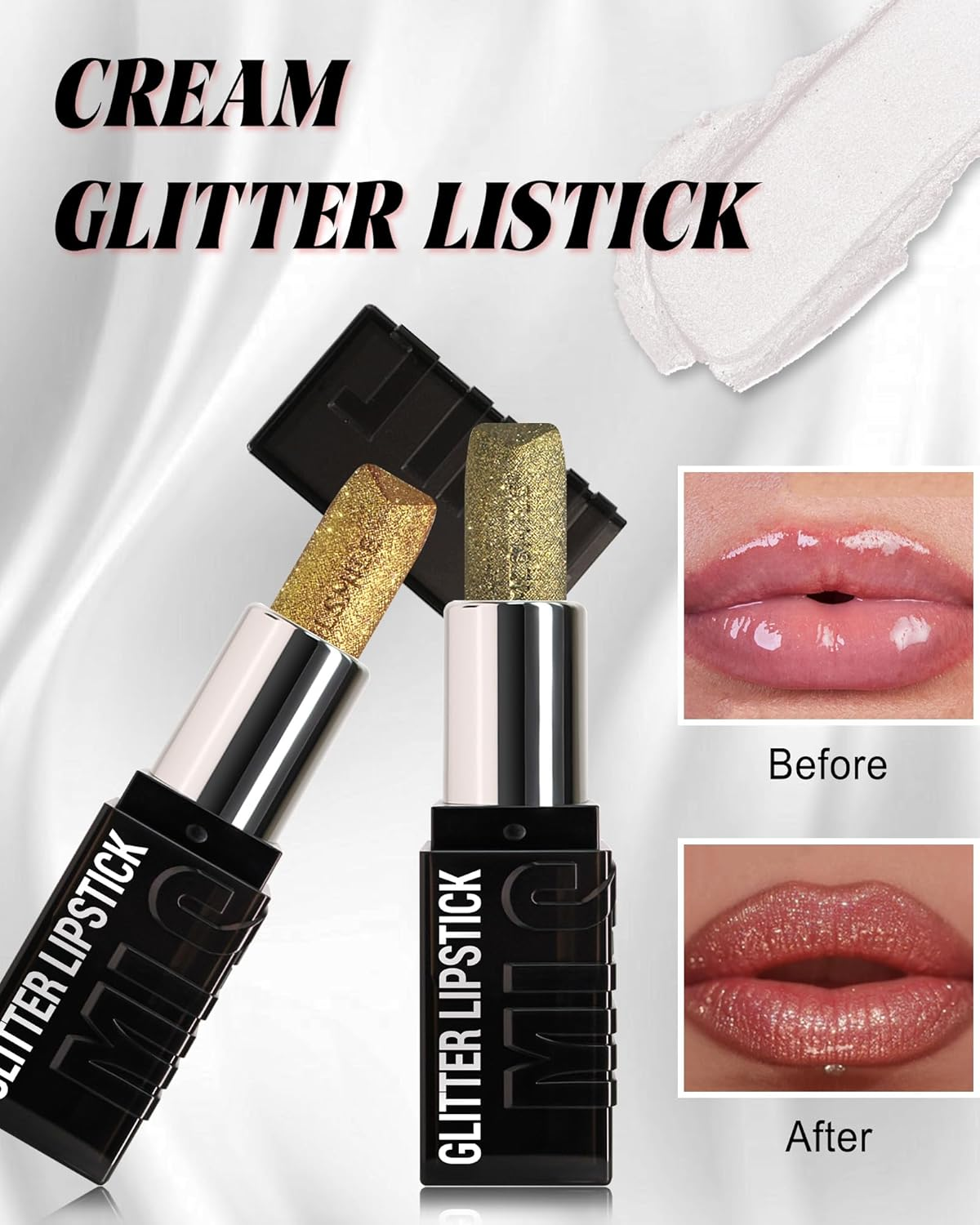 Glitter Lipstick Red, Spark Lipstick, Lipstick Rose, Diamond Lip Gloss Waterproof Durable, Emergency Stick Cup Tinted Lip Balm, Make-Up 24 Hours Hold, Mother'S Day Cosmetic Gift for Women C25 image number 1