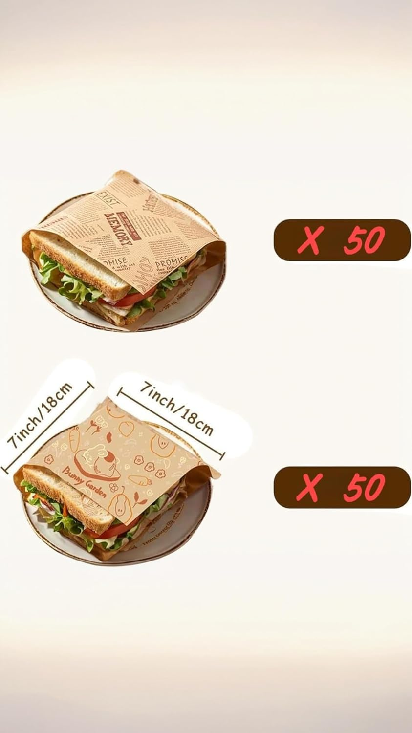 Triangle Paper Bags, 100 Count, 18X18Cm, Non-Stick & Greaseproof, for Burgers, Sandwiches, and Snacks, No-Fold Design for Quick Serving image number 4