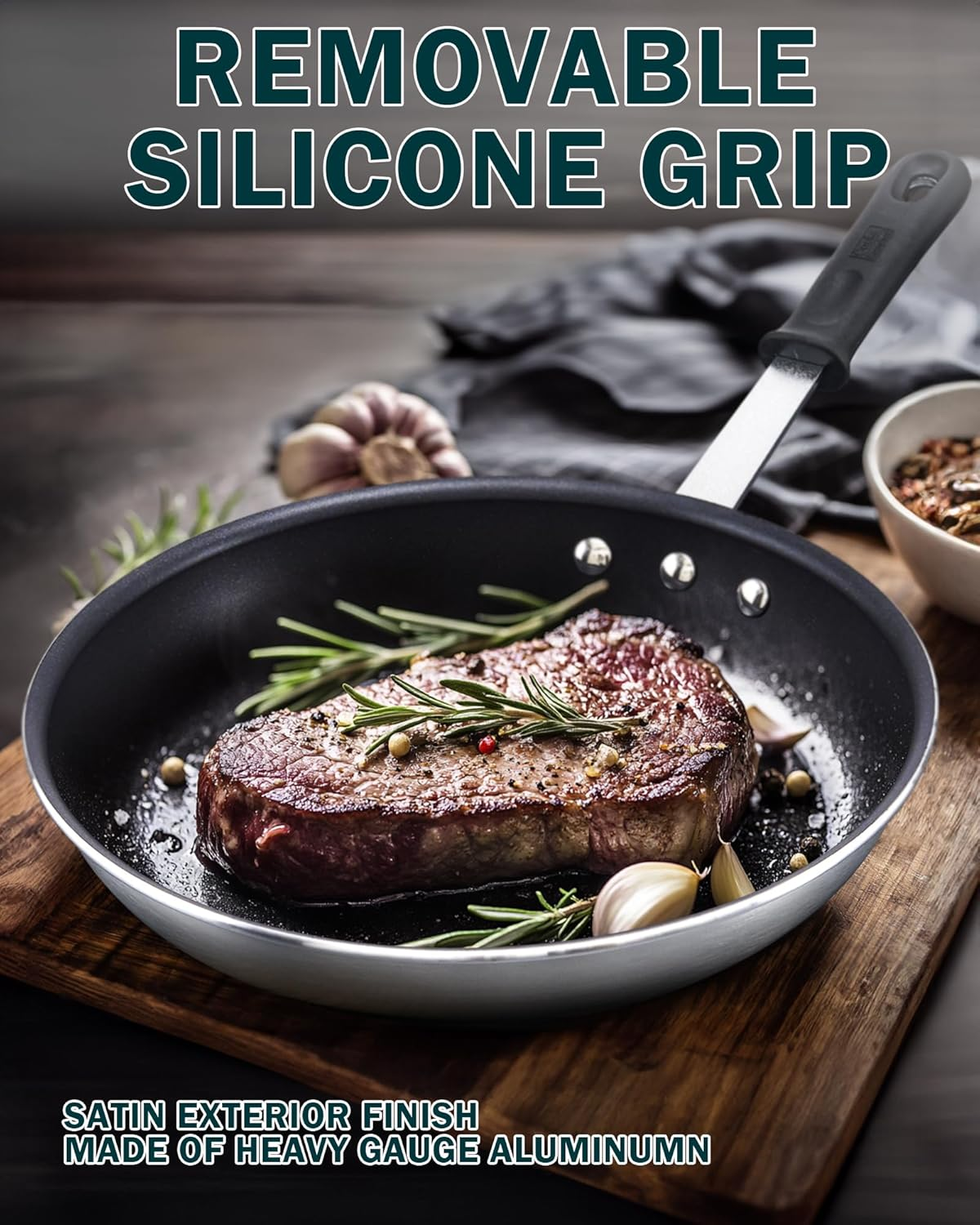 Cooks Standard Professional Aluminum Nonstick Restaurant Fry Pan 8-Inch, Durable Heavy Duty Skillet Pan, Woks,Metalic