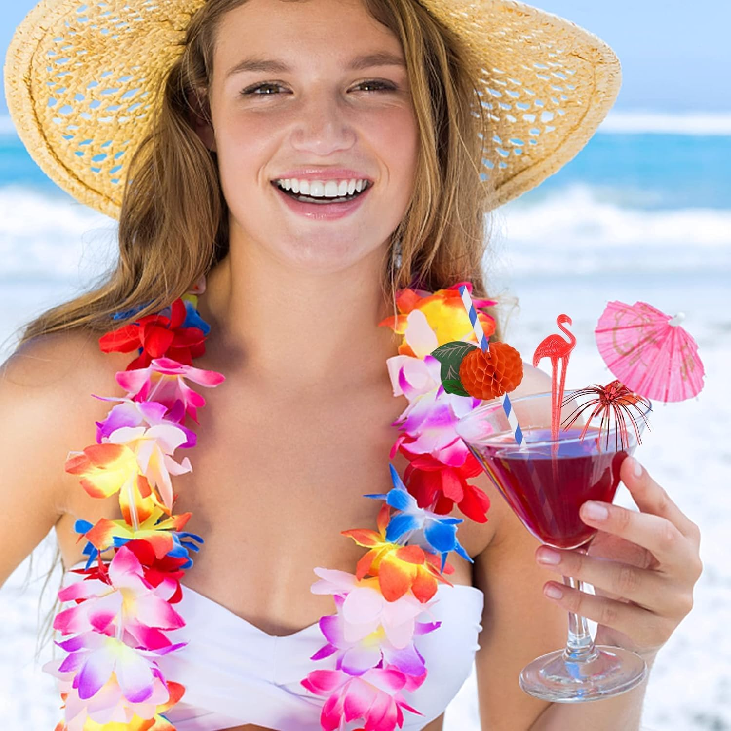 Yharnamite Cocktail Party Decorations, Paper Umbrella Sticks for Cocktails Drink Decorations, Biodegradable Straws for Drinks Wedding Party Hawaii Tropical Party Cocktail Accessories (70) image number 5