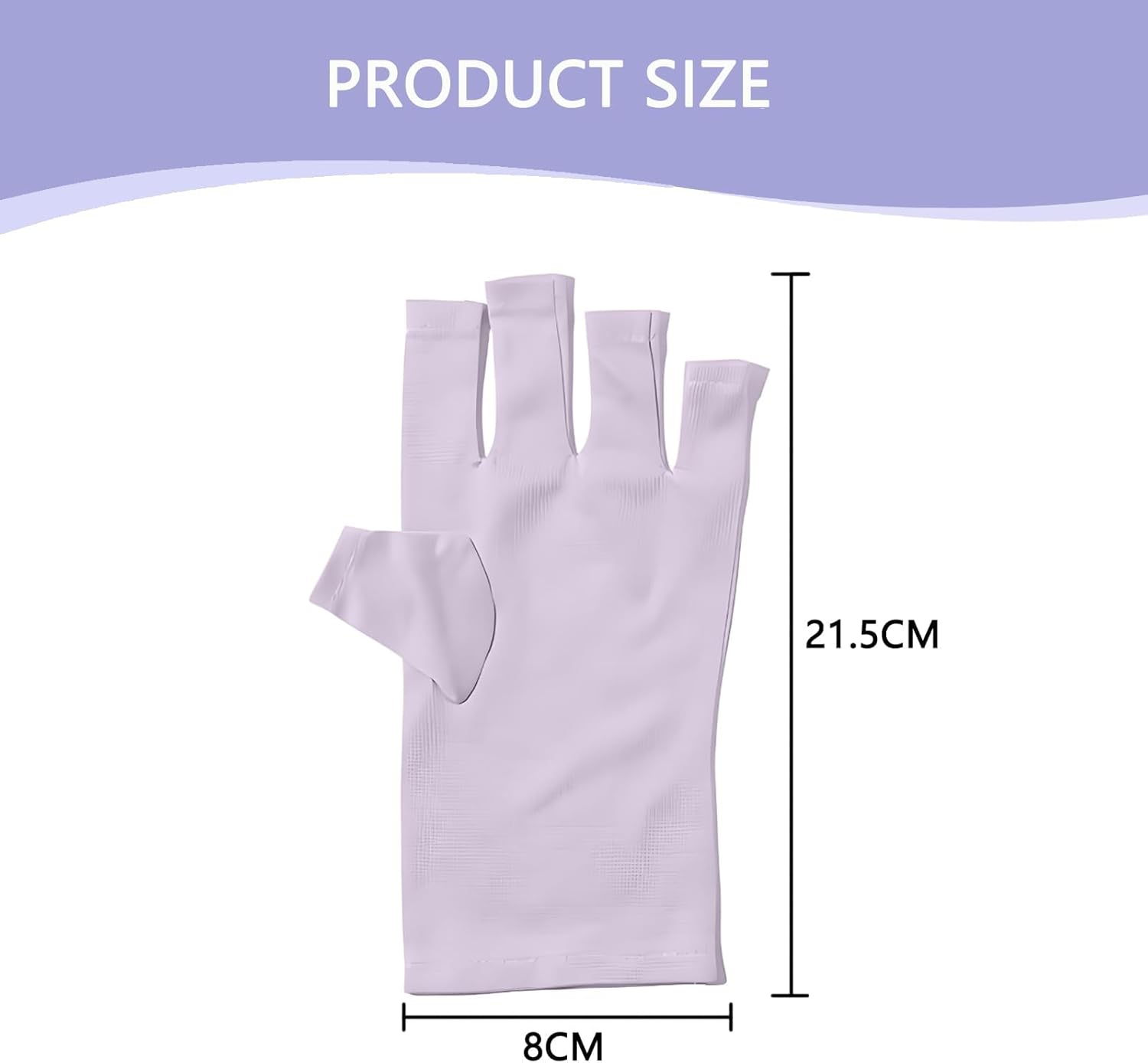 Checkzed UV Gloves for Nails，Professional UPF50+ Fingerless UV Light Gloves for Gel Manicures, Gel Nail Lamp 99% UVS Blocking, Outdoor Sunscreen Glove (Lavender Purple) image number 5