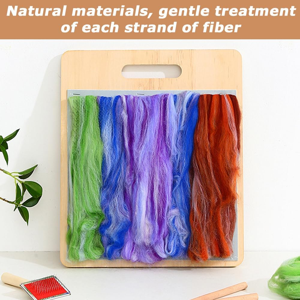 Wool Blend Board,Wool Blending Board Carding Brush Set,Fiber Blending Board, for Mix Colors, Organize Wool Fibers,With 1Pcs Wool Brush 2Pcs Wood Craft Sticks image number 5