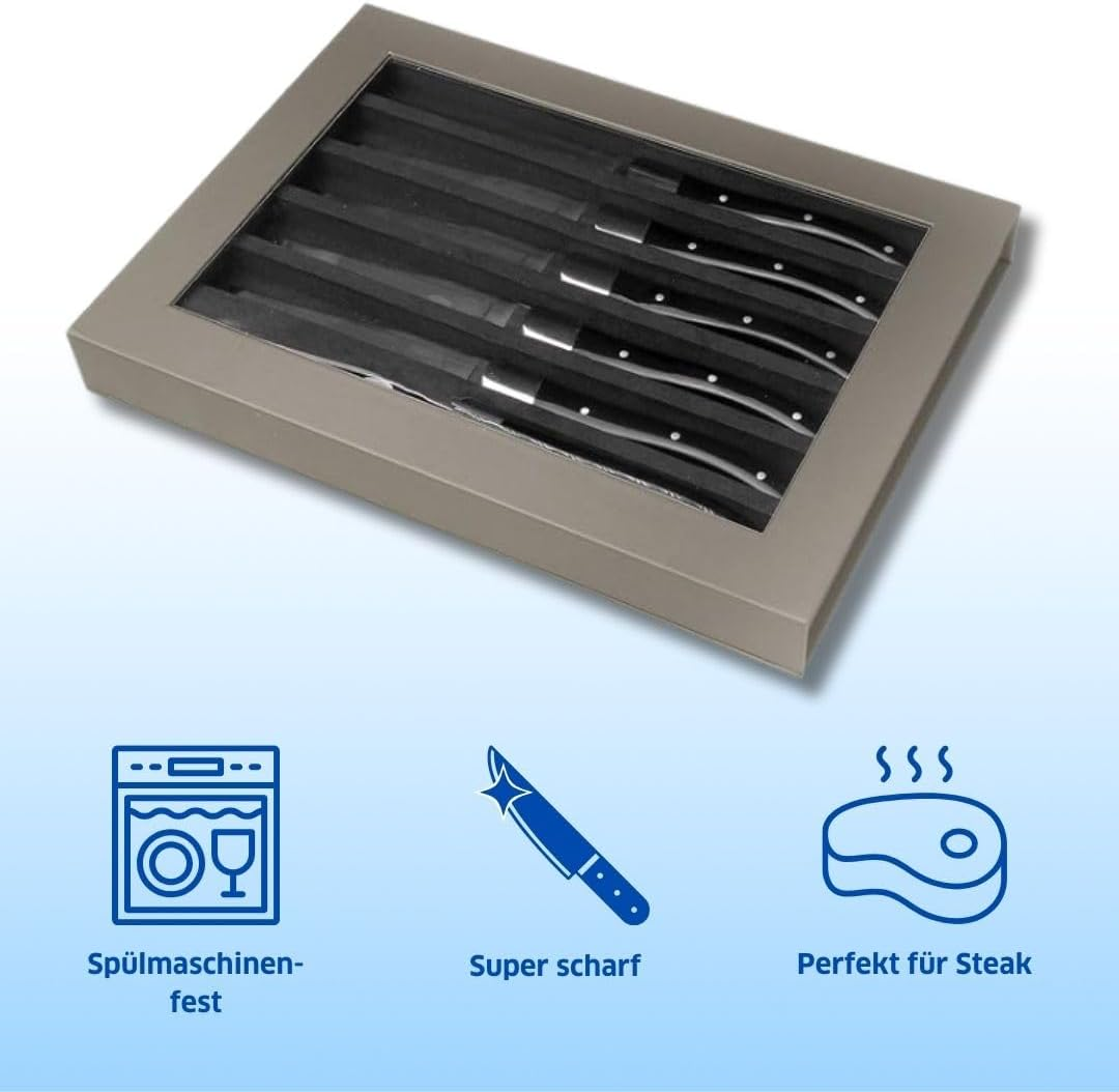 Amefa Lou Laguiole Louis Steak Knife Set, 6 Pieces, White Handles, Micro Serrated Edge with Long-Lasting Sharpness, Super Sharp & Cut, Steak Cutlery, Professional Steak Set image number 6