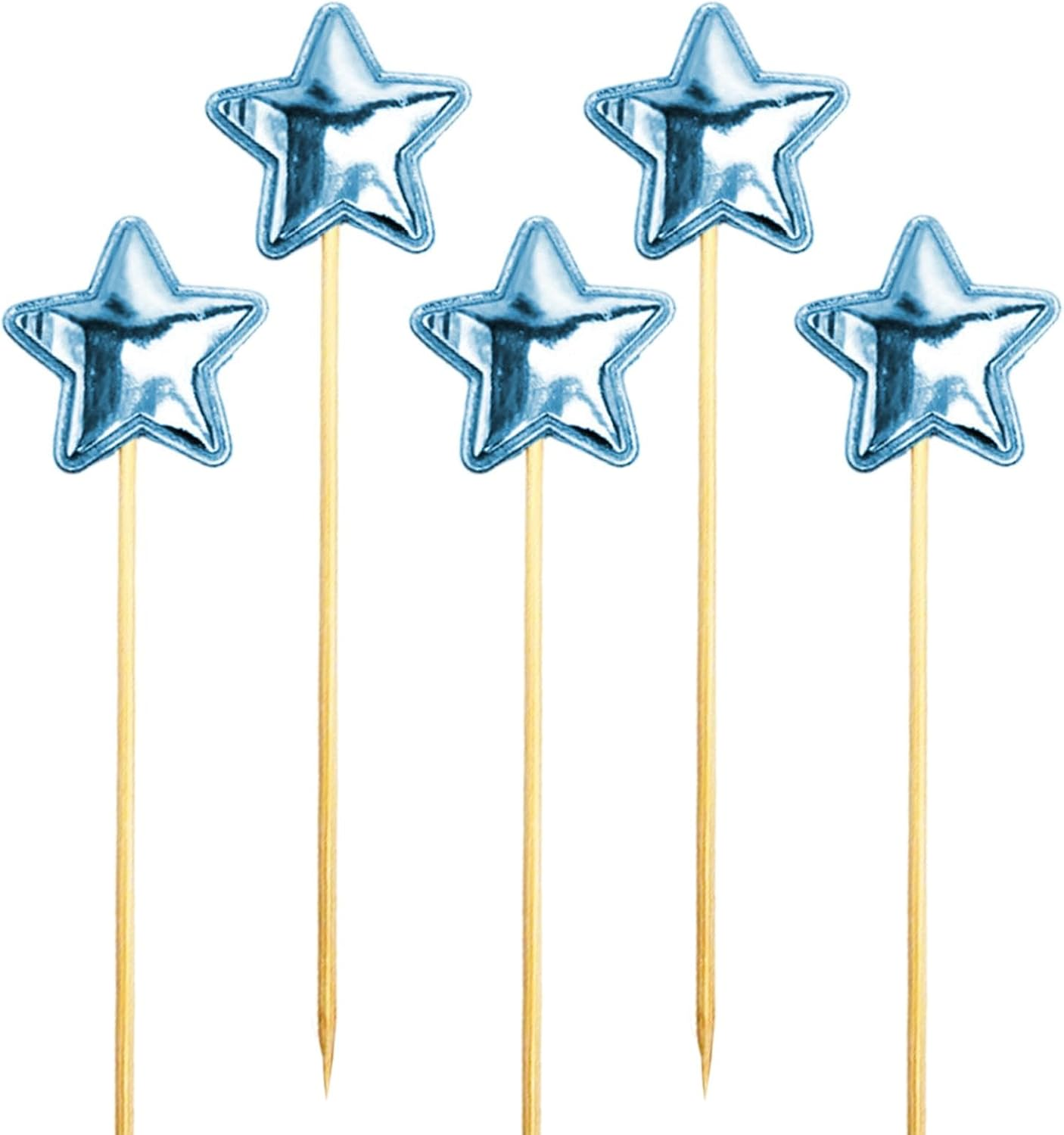Star Cupcake Toppers - 5X Food Cake Topper Decorations - Food-Grade Glitter Decorative Cupcake Picks for Children Birthday Cake Decor
