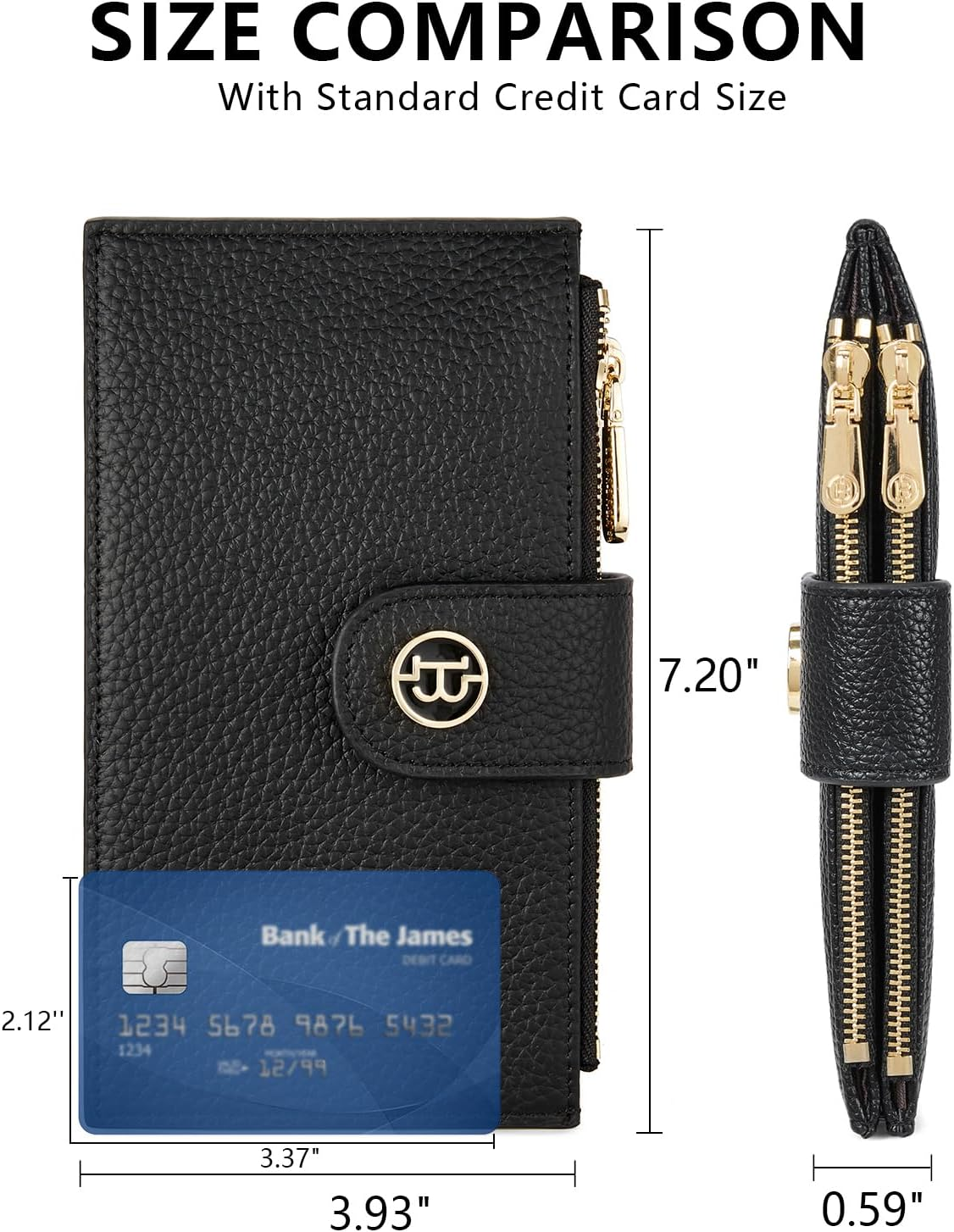 BOSTANTEN Womens Leather Wallets RFID Blocking Large Capacity Credit Cards Holder Phone Clutch Apricot - 4021-Black image number 2