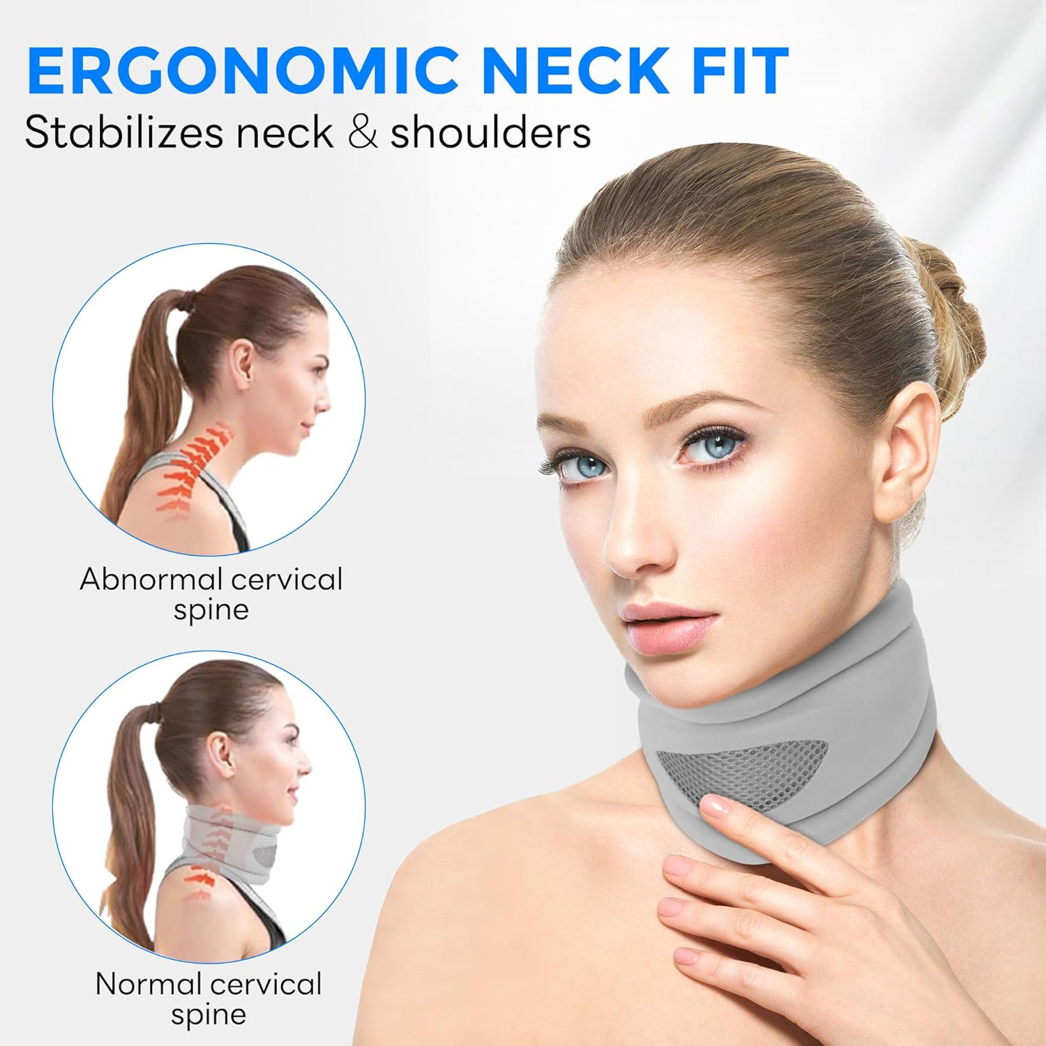 RAFSUN Neck Brace for Neck Pain Support - Soft Cervical Collar with Adjustable Fit, Spine Pressure Relief for Sleeping and Daily Use image number 4