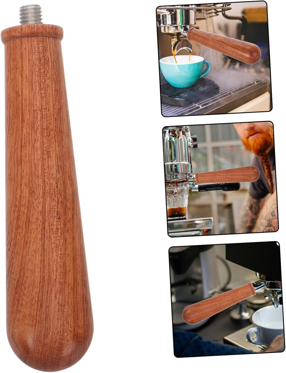 CIYODO Bottomless Wooden Portafilter Handle for Espresso Machines Easy-Clean Coffee Maker Replacement Part Stylish Coffee Filter Handle for Home and Cafe Use Compatible with Various image number 1