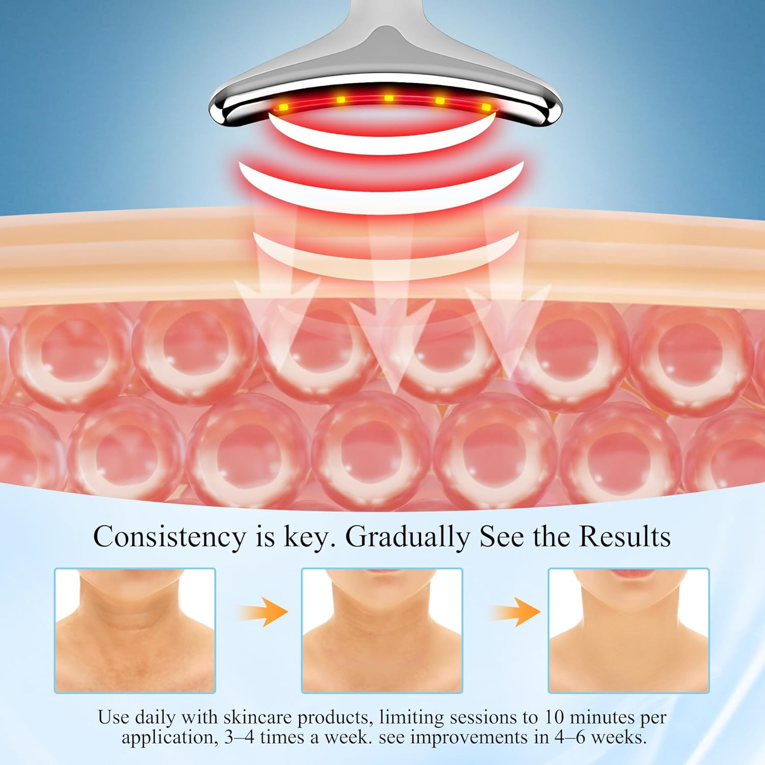 Red Light Therapy for Face, LED Facial & Neck Contouring Device, Face Massager for Reduce Fine Lines & Double Chin, Rejuvenate, Face Lift & Neck Tightening - at Home Daily Skin Care Sculpting Tool image number 1