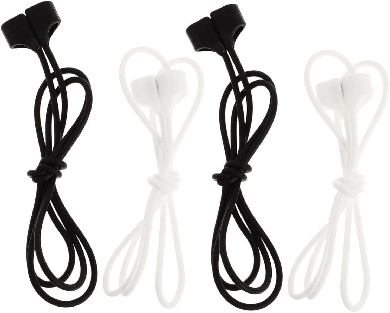 KALLORY 4Pcs Wireless Headset Lanyard Anti-Lost Magnet Strap for True Wireless Earbuds, 70Cm Silicone Earphone Rope with Magnetic Fixation, Suitable for Wireless Earbuds, Black White image number 2