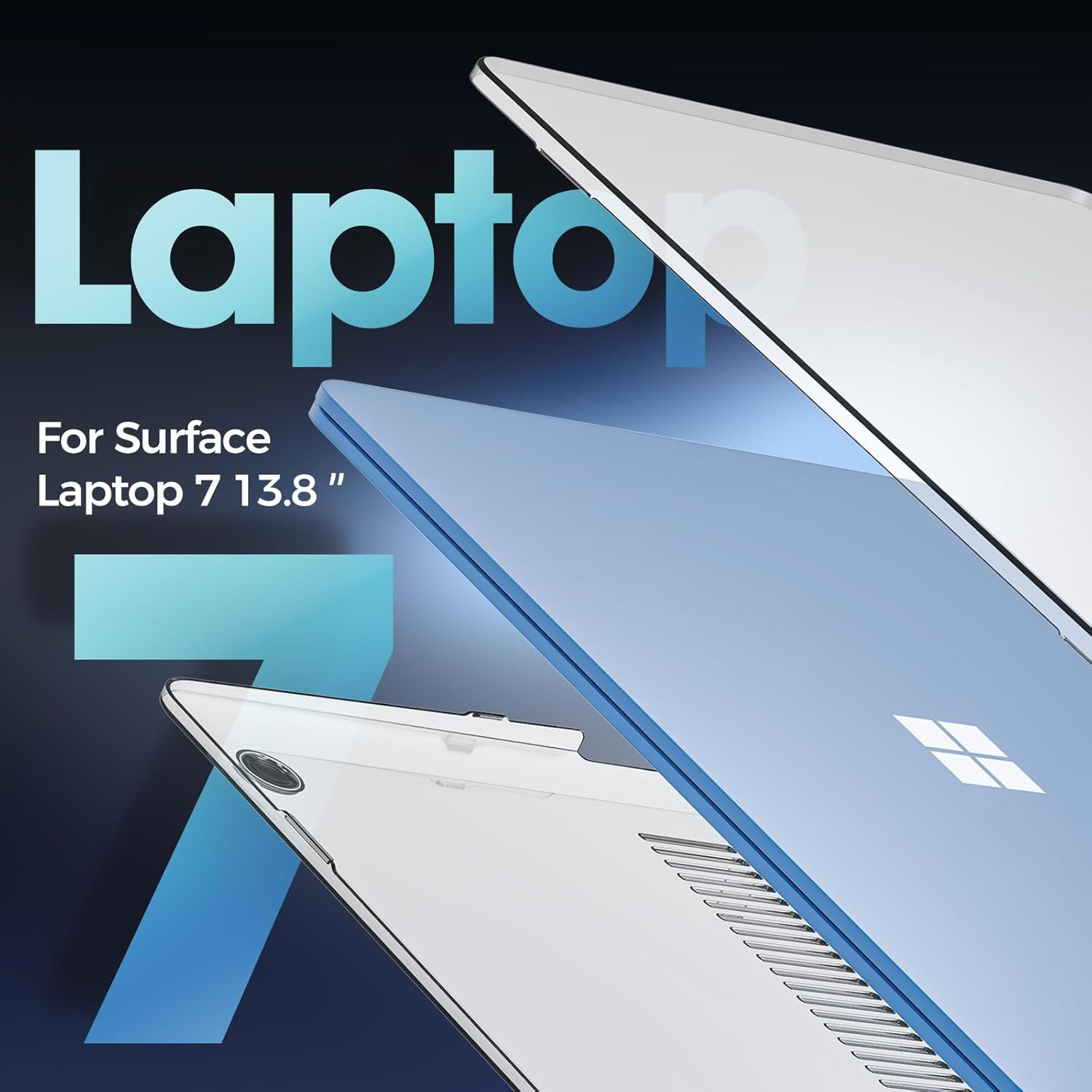 Procase Protective Case for 13.8 Inch Microsoft Surface Laptop 7, Hard Case Shell Cover for 2024 Surface Laptop 7Th Generation Durable and Lightweight Design -Crystal - Black image number 3