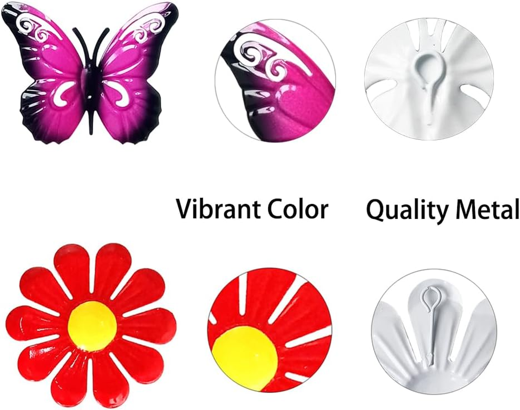 12 Pcs Garden Decor Including 6 Pcs Metal Flowers 6 Pcs Metal Butterflies Wall Art Decor Sunflower Daisy Hanging Ornament for Outdoor Backyard Christmas Fence Decor Indoor Living Room Bedroom image number 1