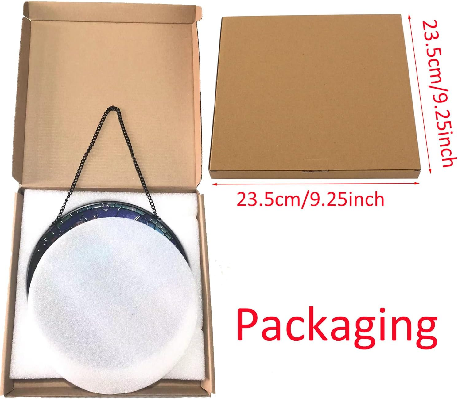 Hummingbirds Pattern Stained Glass Suncatchers for Windows,Hanging Stained Glass Suncatcher,20Cm/7.87Inch Hand-Painted Sun Catcher Garden Hangings Painted Glass Panel Decor Themed Gift image number 1