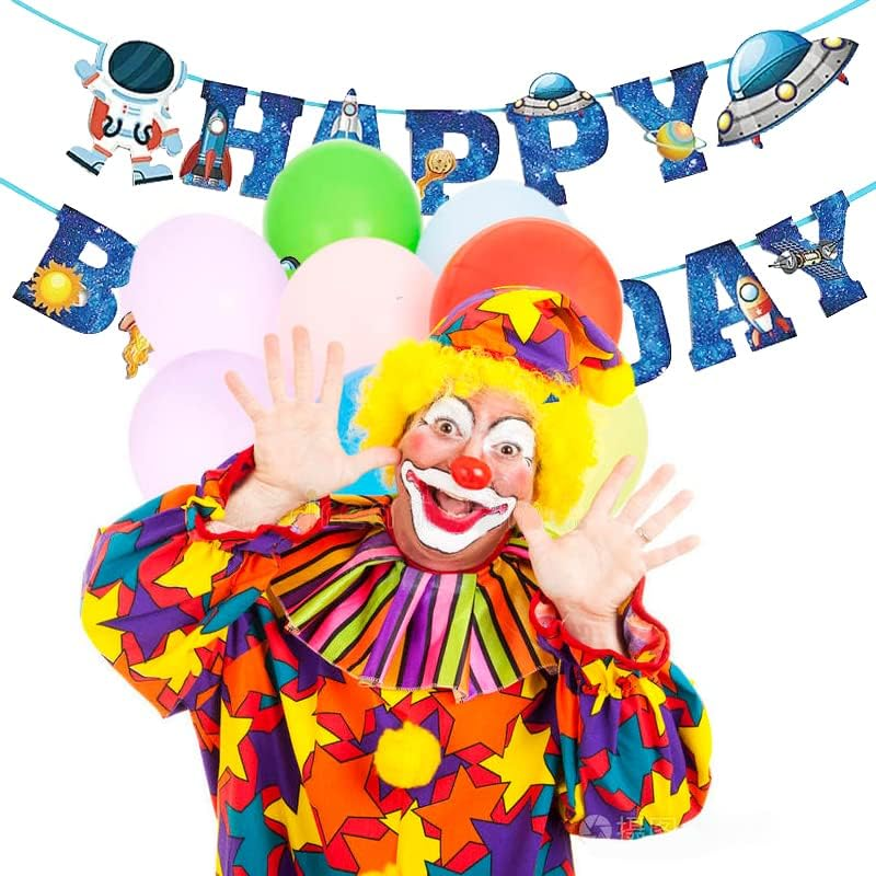 Outer Space Theme Birthday Banner Happy Birthday 15 PCS Galaxy Party Sign, Birthday Party Decorations，Outer Space Theme Decorations, Astronaut Party Supplies. image number 3