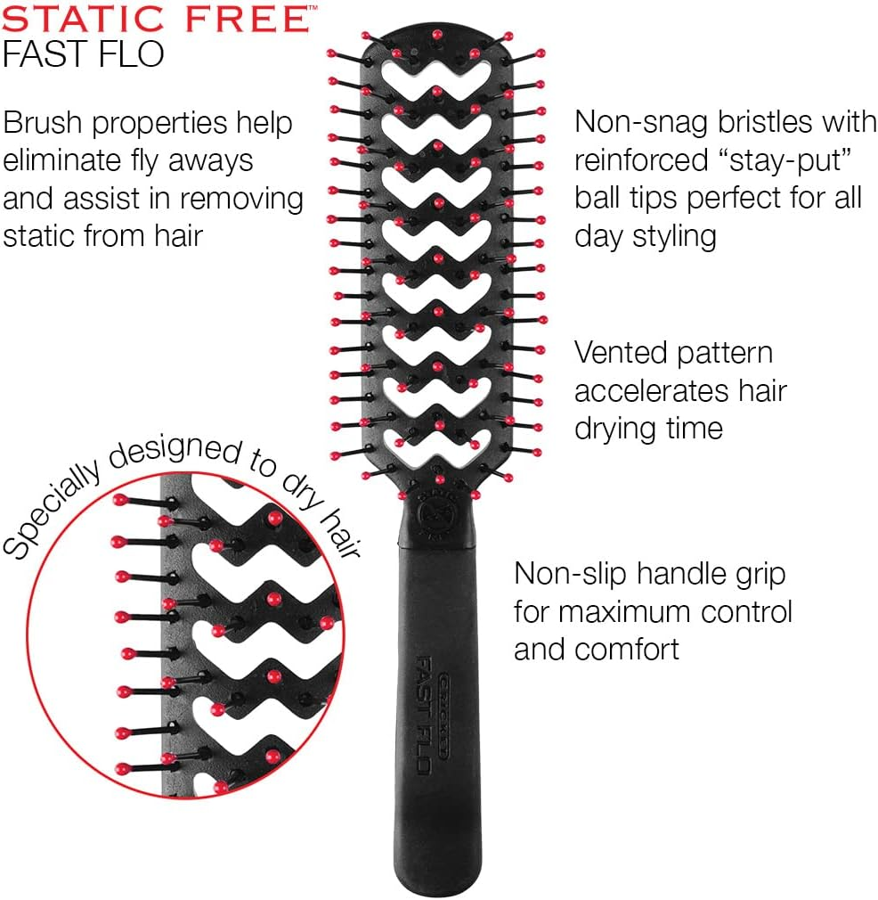 Cricket Static Free Fast Flo Pretty Karma Vent Hair Brush for Blow Drying, Styling and Detangling for All Hair Types, Eco Friendly, Recycled Materials, Pretty Trashy - Pink image number 6