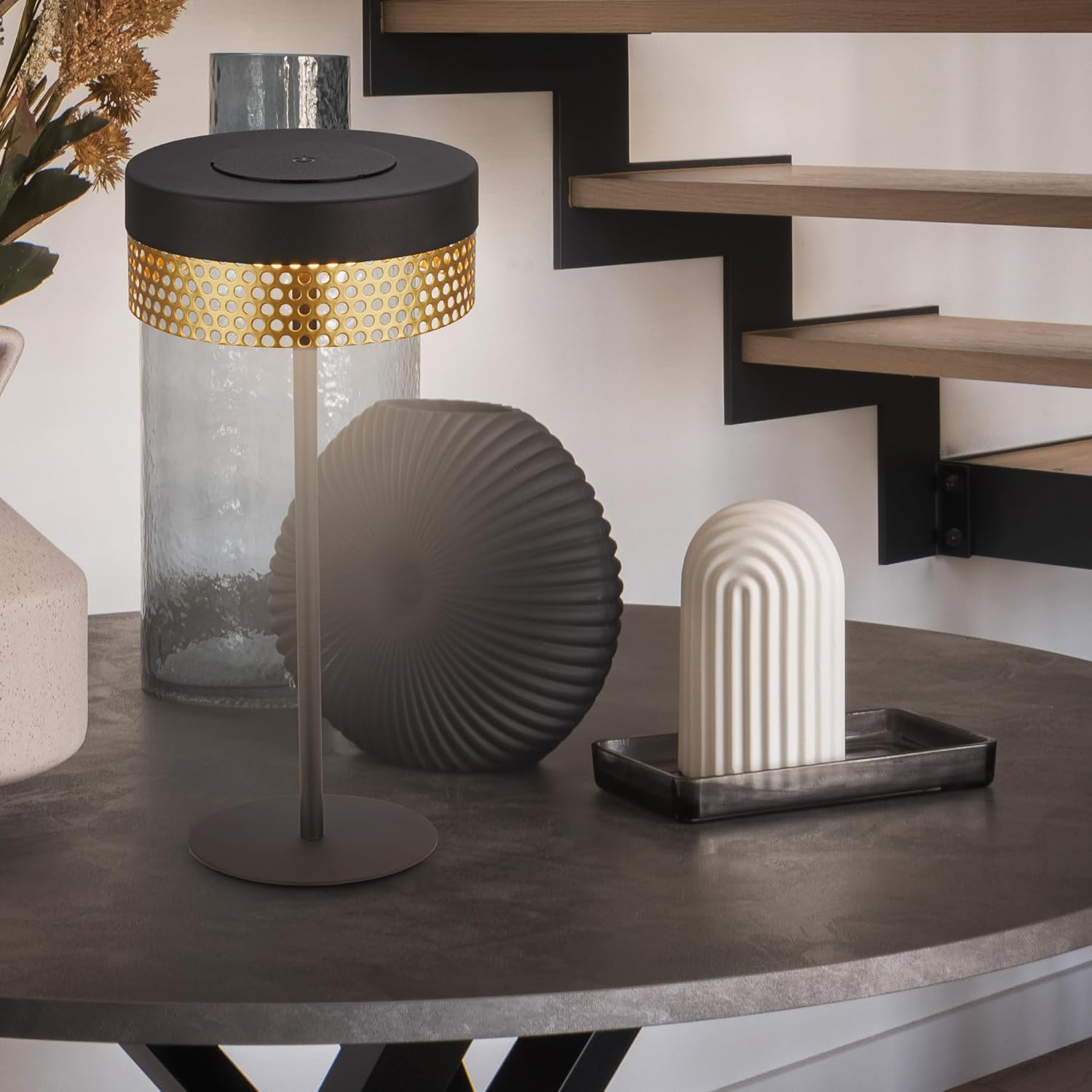 BRILONER - LED Table Lamp Wireless IP44 with Touch, Dimmable, Battery Replaceable, Bedside Lamp, Reading Lamp, LED Lamp, Decorative Lamp, Table Lamp, Battery Lamp, Outdoor Lamp, 16 X 35 Cm, Black/Gold - Black-Gold image number 3