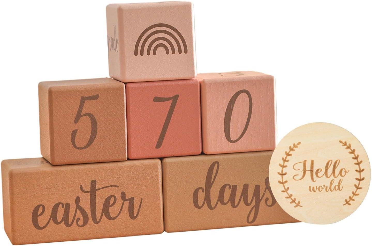 Milestone Blocks Set Memories, Growing up Newborn Keepsake Commemorative Week Month Year Decoration Boys or Girls Photo Props, Pink image number 5