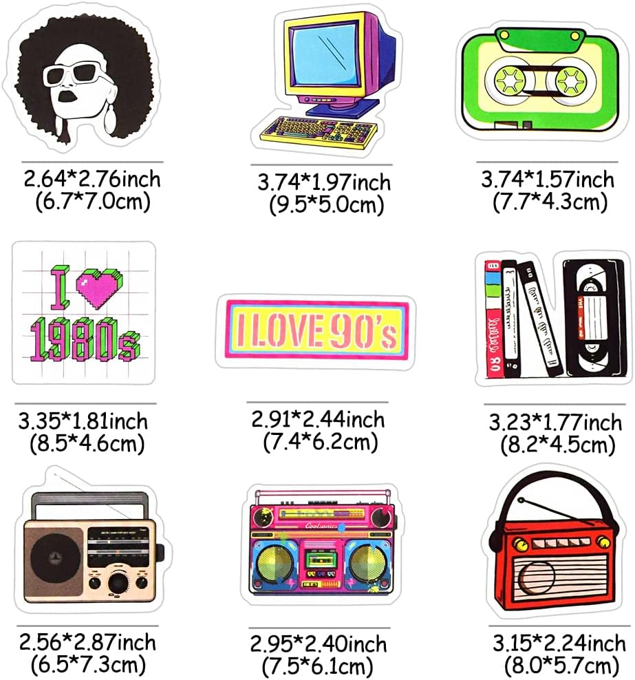 70Pcs 80S 90S Stickers Retro 90S Stickers for Water Bottles 80S 90S Party Decorations Nostalgia Gifts for Adults Waterproof Stickers Packs