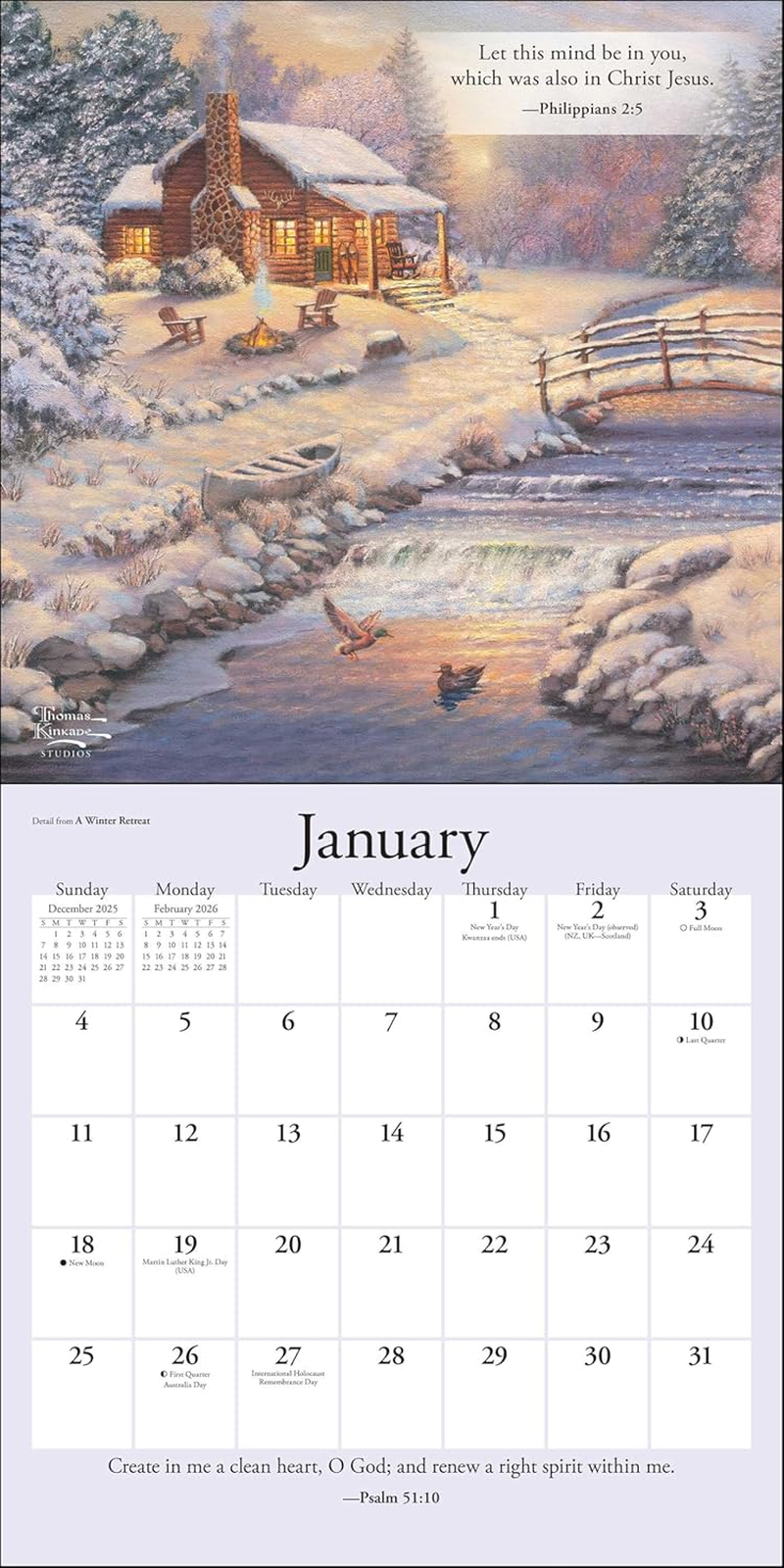 Thomas Kinkade Gardens of Grace 2026 Wall Calendar with Scripture image number 3