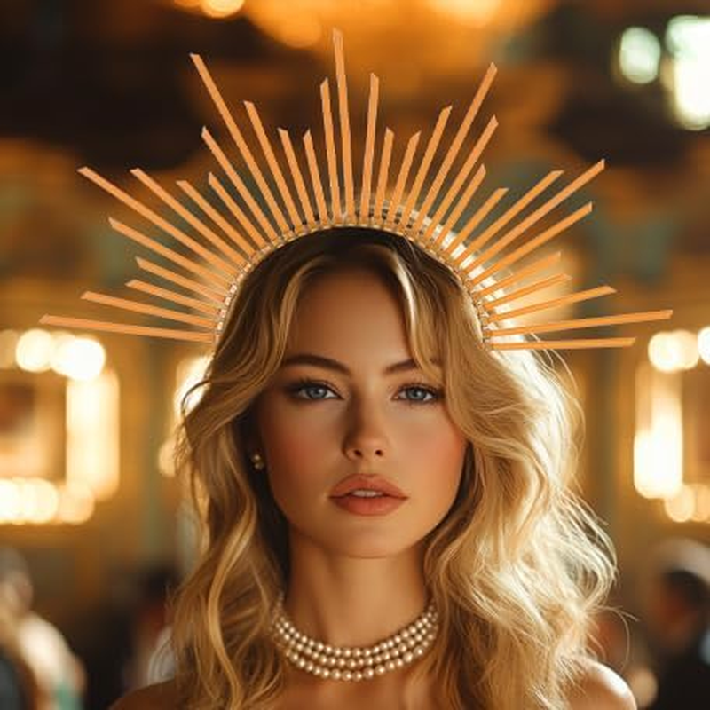 Fashband Mary Halo Crown Headband Spiked Sunburst Crown Goddess Headwear Cosplay Halloween Party Hair Accessories for Women image number 4