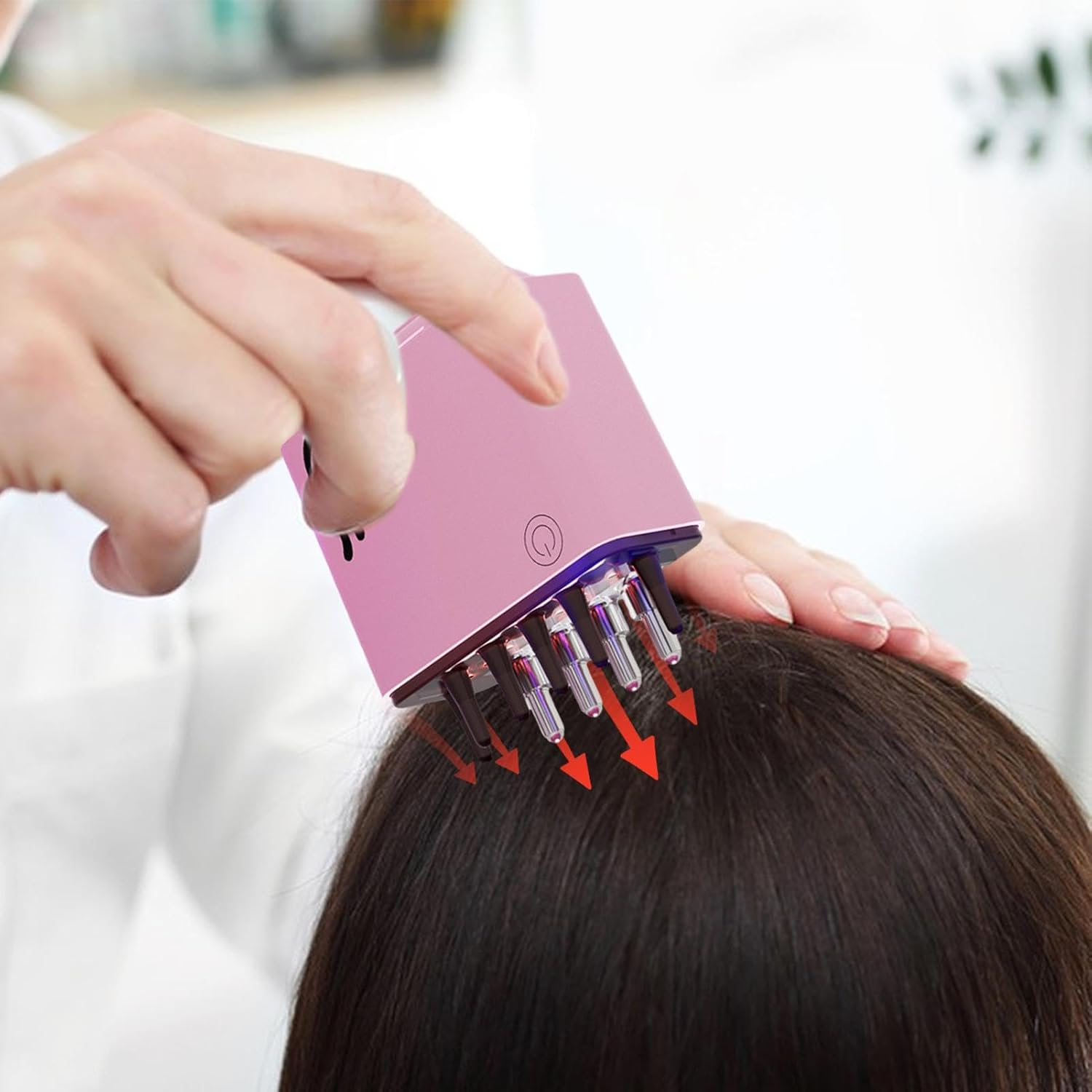 Electric Hair Oil Applicator - Small Scalp Applicator Comb | Head Massager Comb with Red Light, Electric Vibration Massager Brush image number 5