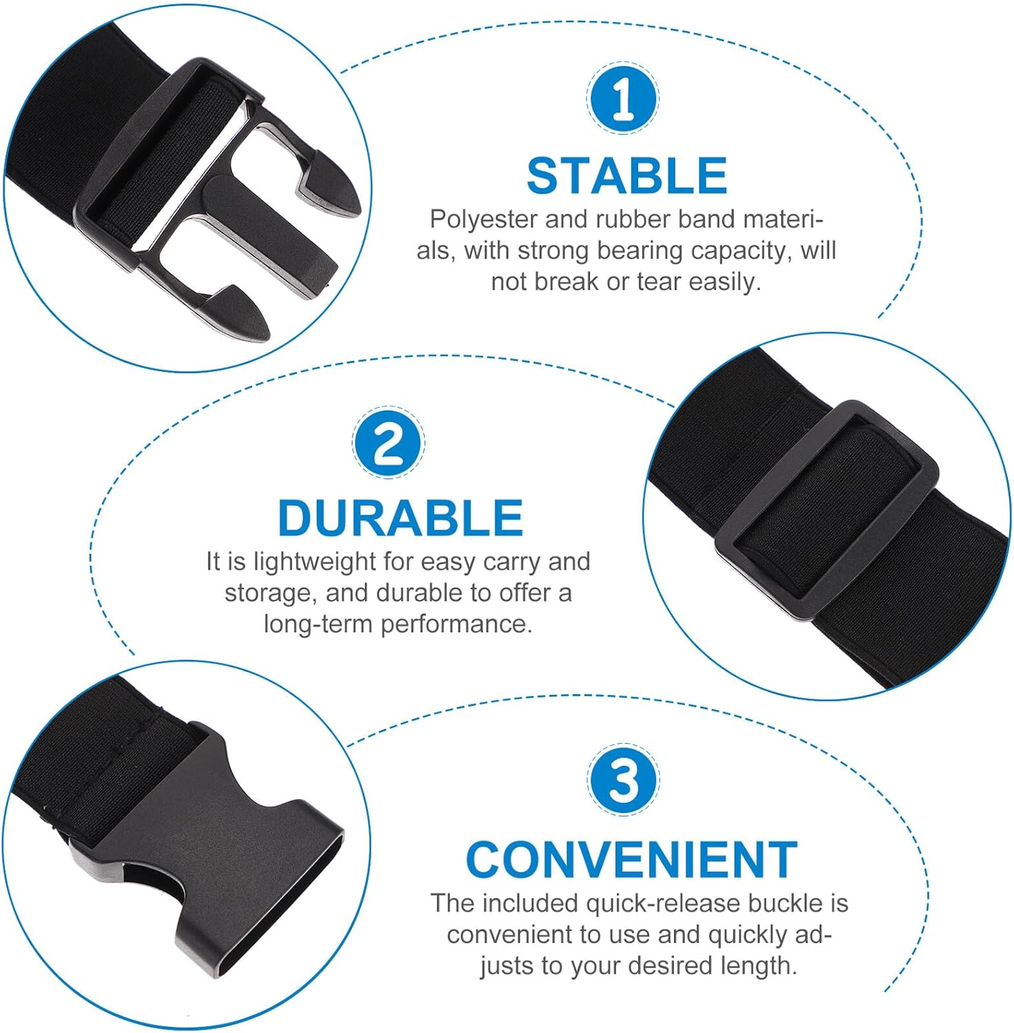 HONITANO 3Pcs Utility Tie down Straps with Quick Release Buckles Wide Long Adjustable Lashing Bands for Securing Backpacks Luggage Storage Bins and Outdoor Gear