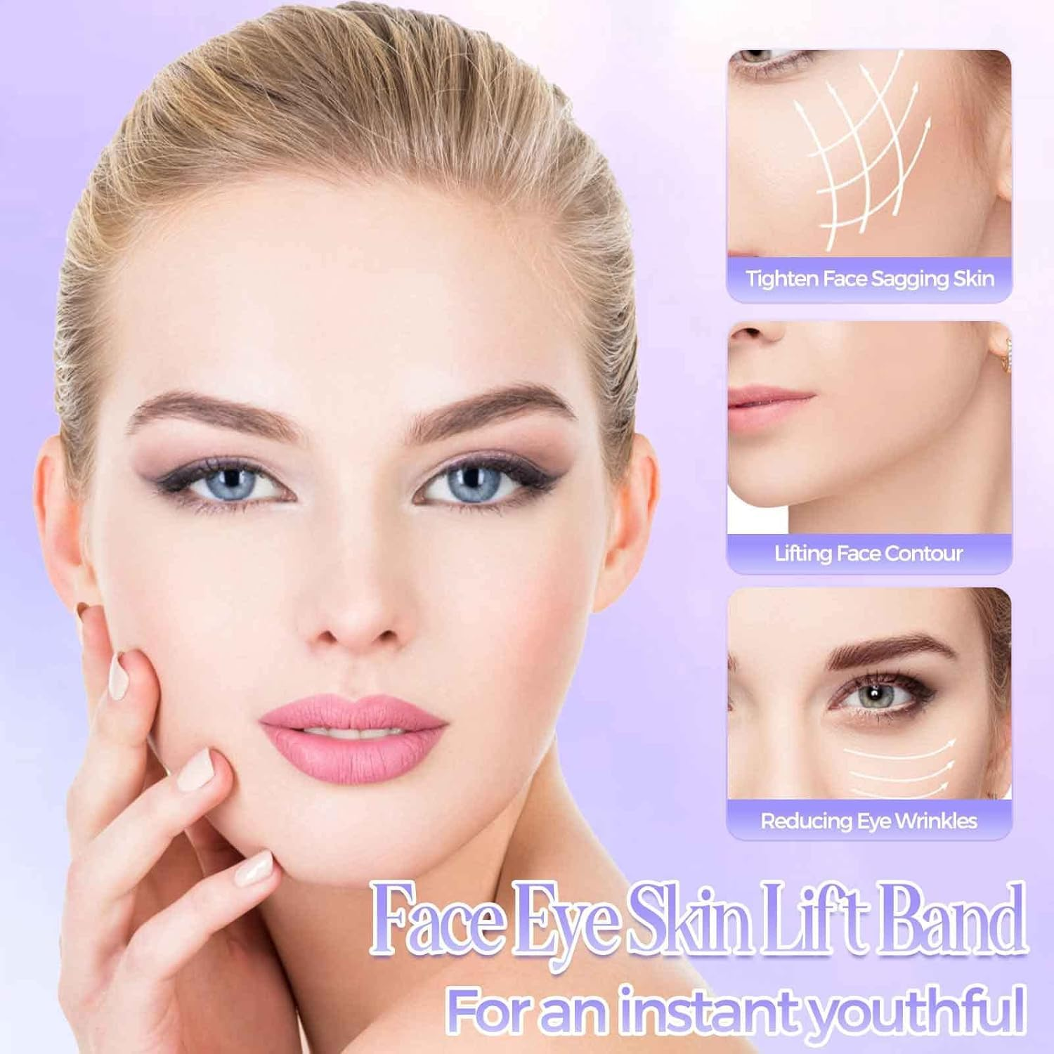 XTYAU Face Lift Tape Invisibles,Facelift Tape for Face Invisible with Bands,Face Tape Lifting Invisible with String,Face Lift Bands with Hair Clips,2 PCS Facelift Band with Clips (Brown)