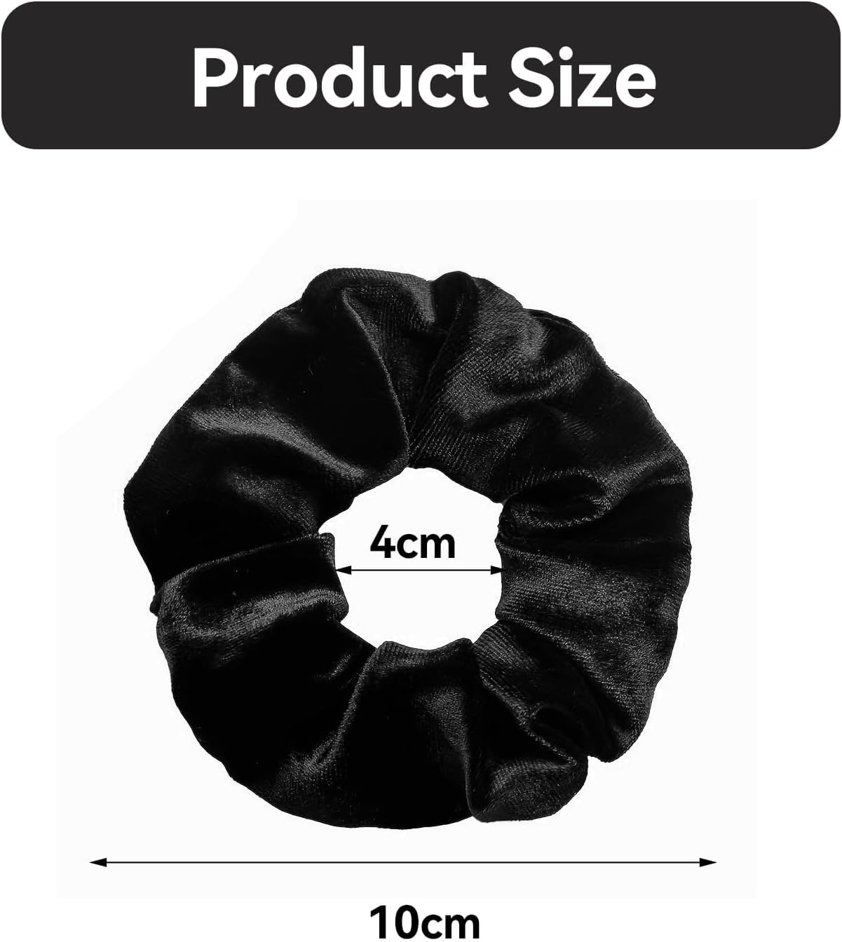 Pack of 2 Black Hair Bobbles, Women'S Velvet, Elastic Women'S Soft Scrunchies, Strong Hold Scrunchies, Black Ponytail, Scrunchies Hair Scrunchies, for Stylish Women and Girls, Curly image number 2