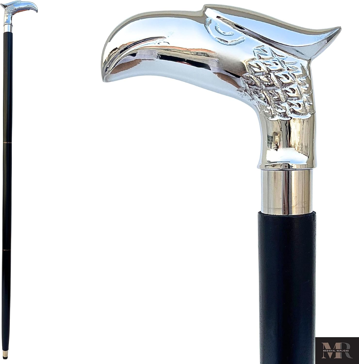(Eagle) - Sale on - Wooden 37" Decorative Walking Cane/Walking Stick Premium Quality Rare Eagle Head Decorative Prop with Nickel Plated Brass Handle (Symbol of Power and Strength) - Unique Gifts image number 2