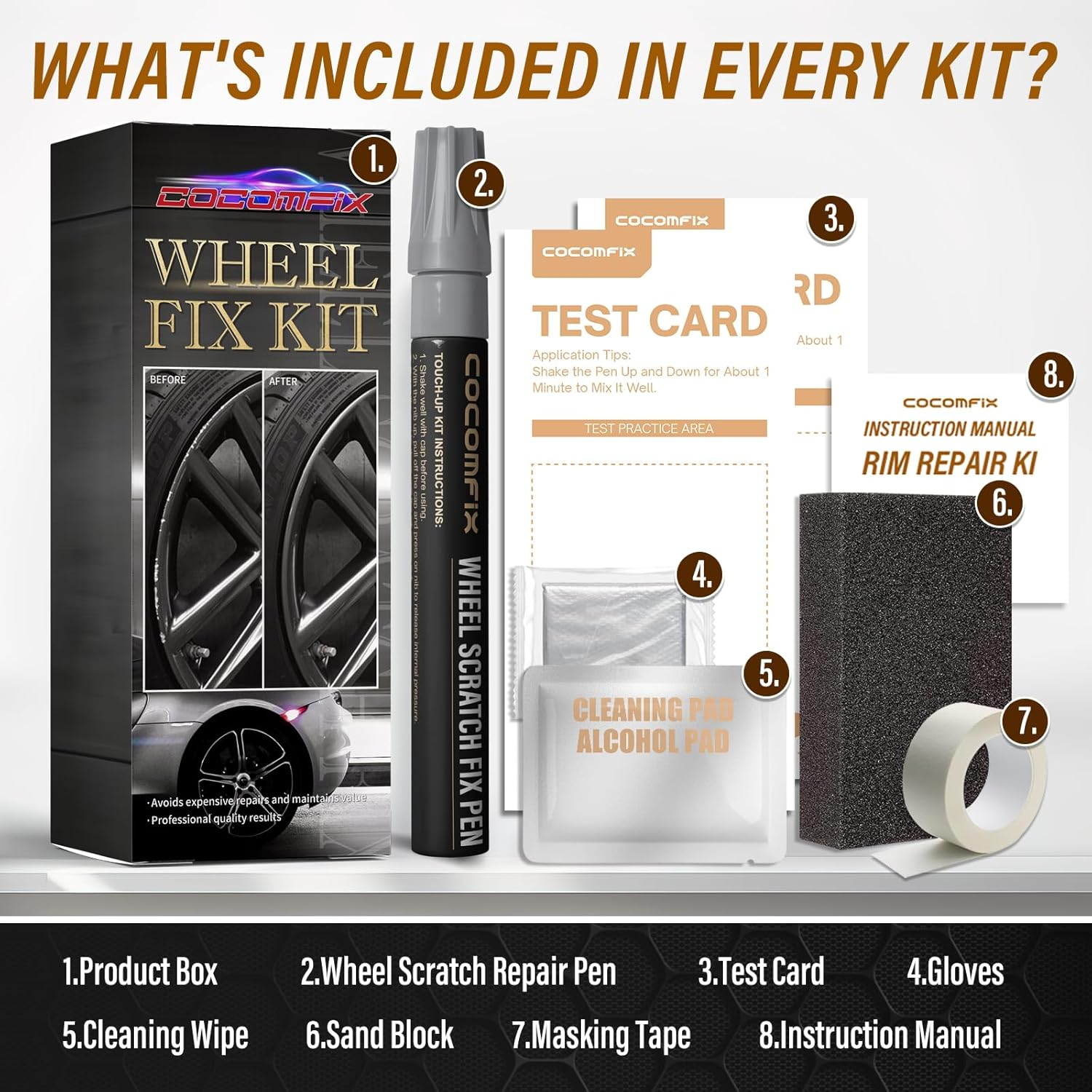 Curb Rim Repair Kit, Matte Black Rim Touch up Paint, Wheel Scratch Repair Kit, Quickly Fix Rim Scratches, Curb Rashes and Surface Damage, Universal Color Black Rim Paint image number 1