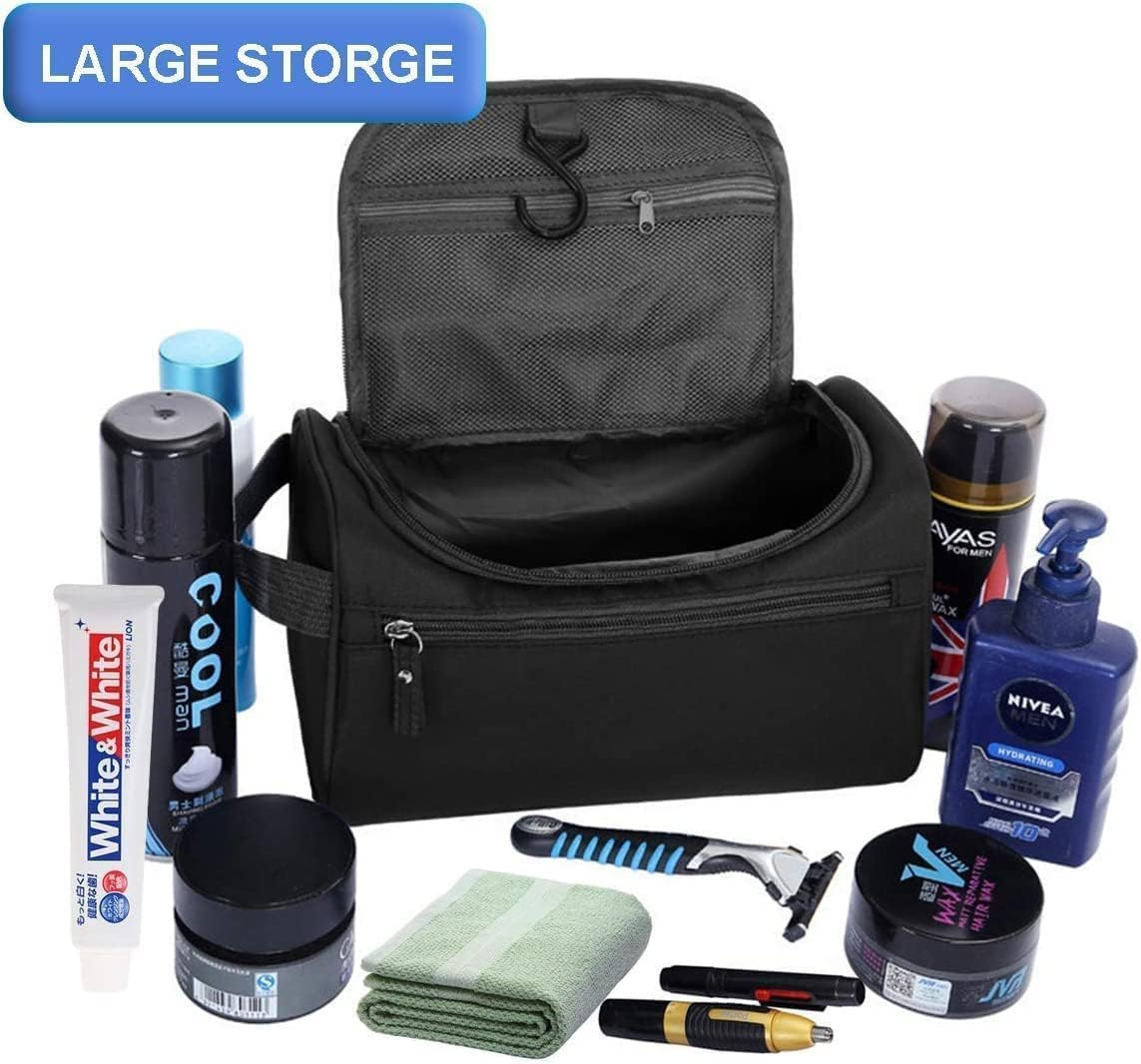 1 Pack Travel Toiletry Bags,Waterproof Travel Organiser,Waterproof Toiletry Bag,Portable Storage Bag,Sundries Bag,Unisex (Black) image number 4