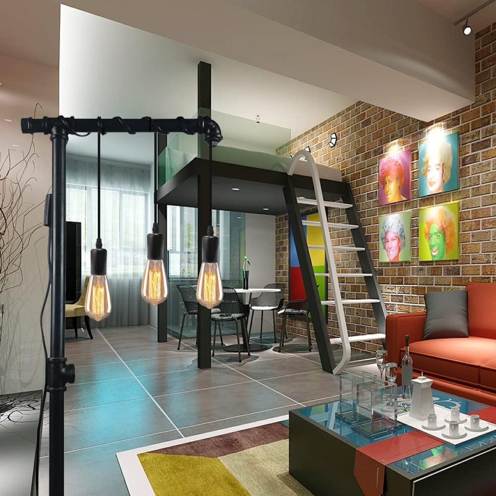 Plug in Hanging Light Fixture, 3 Light Pendant Lamp Lights Cord with Switch Cord E26 Bulbs Socket, Industrial DIY Hanging Lamps for Farmhouse Bedroom Home Lighting Decors Star of Light image number 3