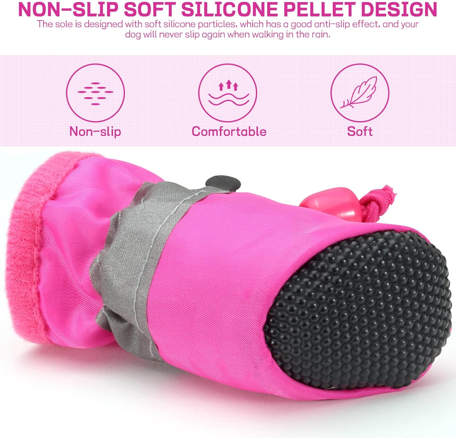 Shoes for Small Dogs, Dog Shoes for Hot Pavement with Reflective Straps, Waterproof Dog Boots for Small Dogs (Pink, S) image number 6
