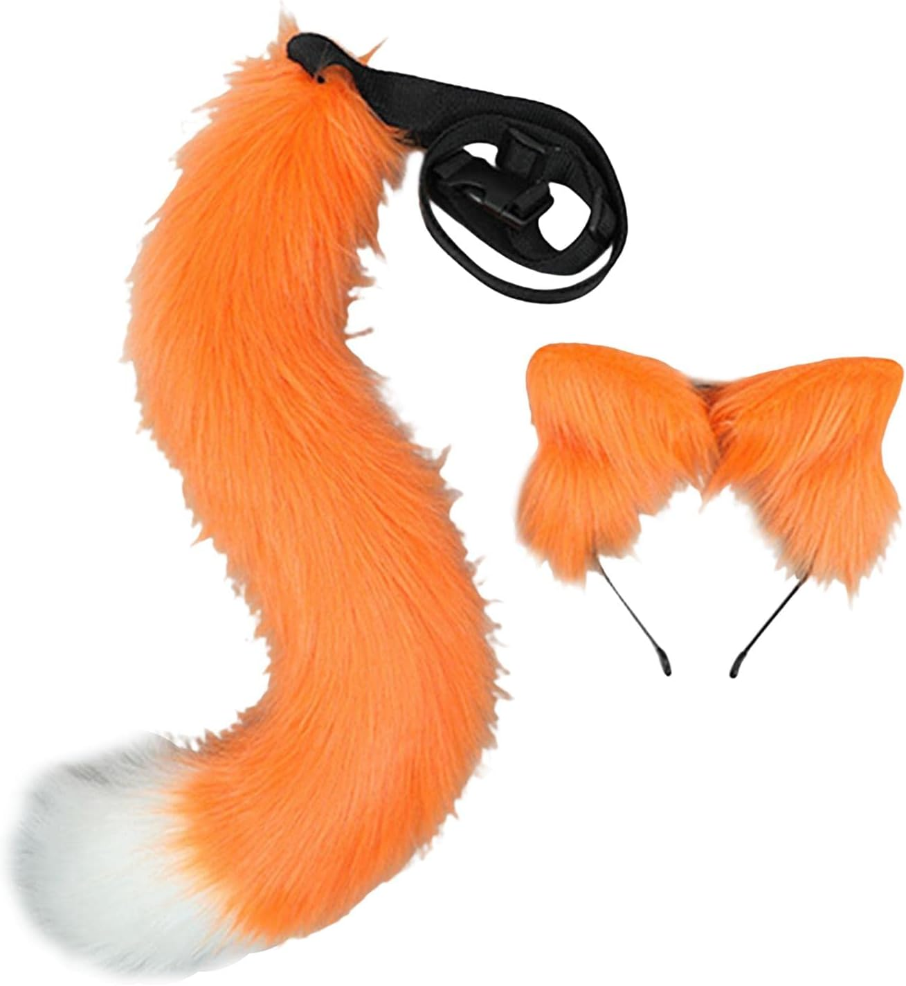 And Tail Set, Headband with Tail, Kitten Anime Ears, Halloween Cosplay Cat Costume Accessories for Women Girls Adult Kids, White
