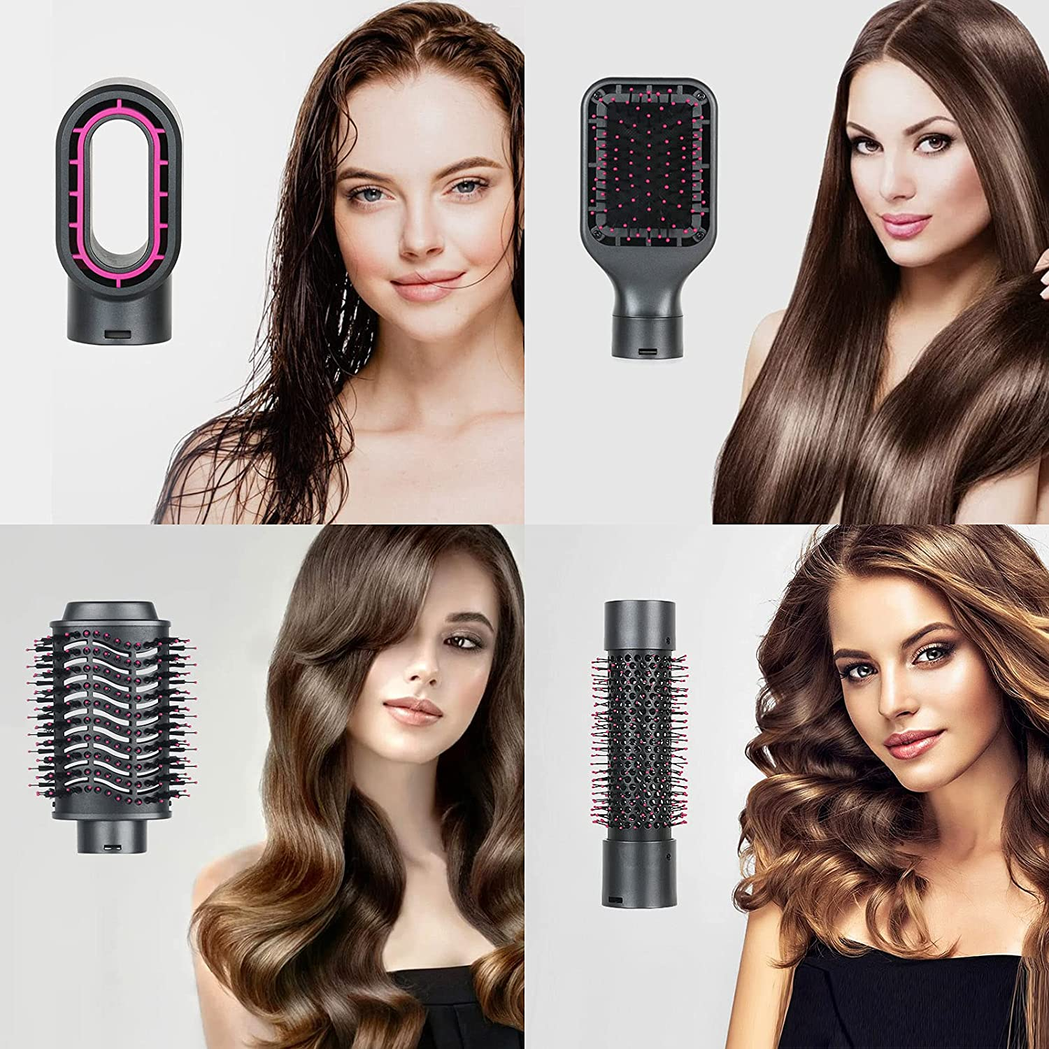BRONAL Hot Air Brush,One Step 4 in 1 Volumizer Hair Dryer/Hair Curler/Styler Comb/Hair Straightener, Multifunctional Hot Air Brush and Volumizer with 4 Styling Attachments (AU Plag) image number 5