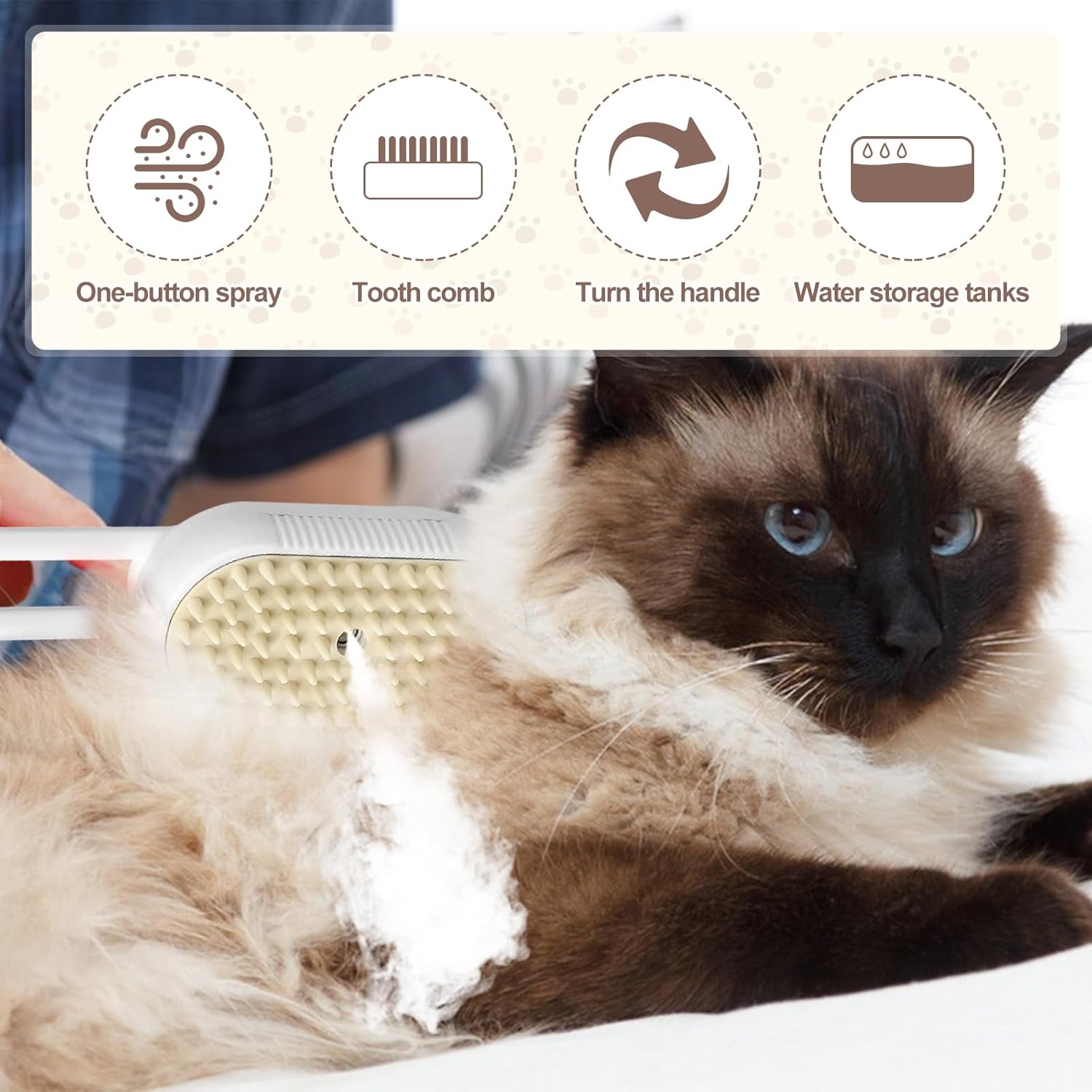 UOY Cat Brush with Steam, Short Hair Cat Brush with Steam, Pet Dog Brush, Cat Brush, Hair Remover, Pet Brush for Long Hair and Short Hair image number 6