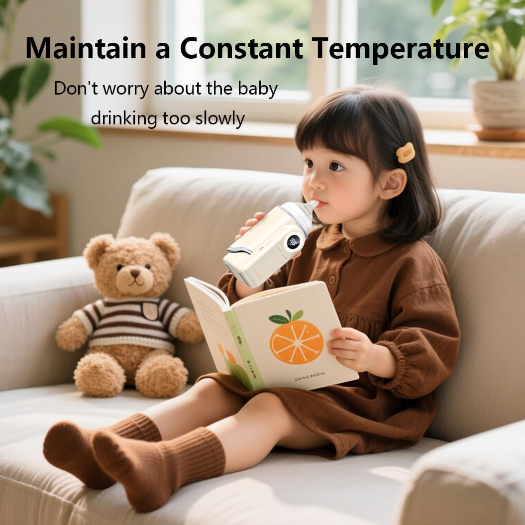 Portable Baby Bottle Warmer for Fast Heating and Keeping Milk Warm 37&deg;C-55&deg;C Temperature Control (Green) - Green image number 5