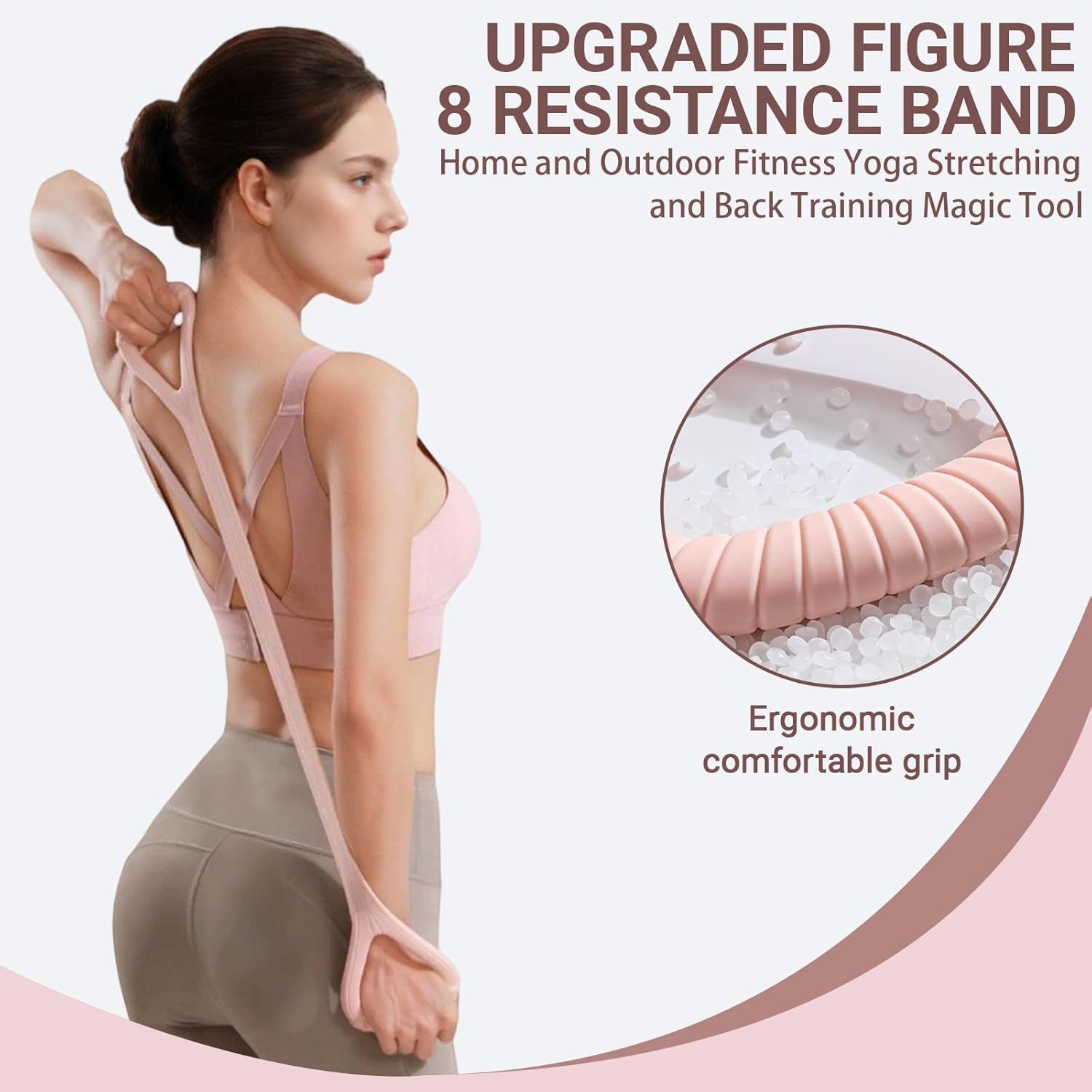 Viiotu Figure 8 Resistance Band,Upgraded Shoulder Stretch Resistance Bands with Handles,Silicone Exercise Bands for Workout Arm Back at Gym Home image number 6