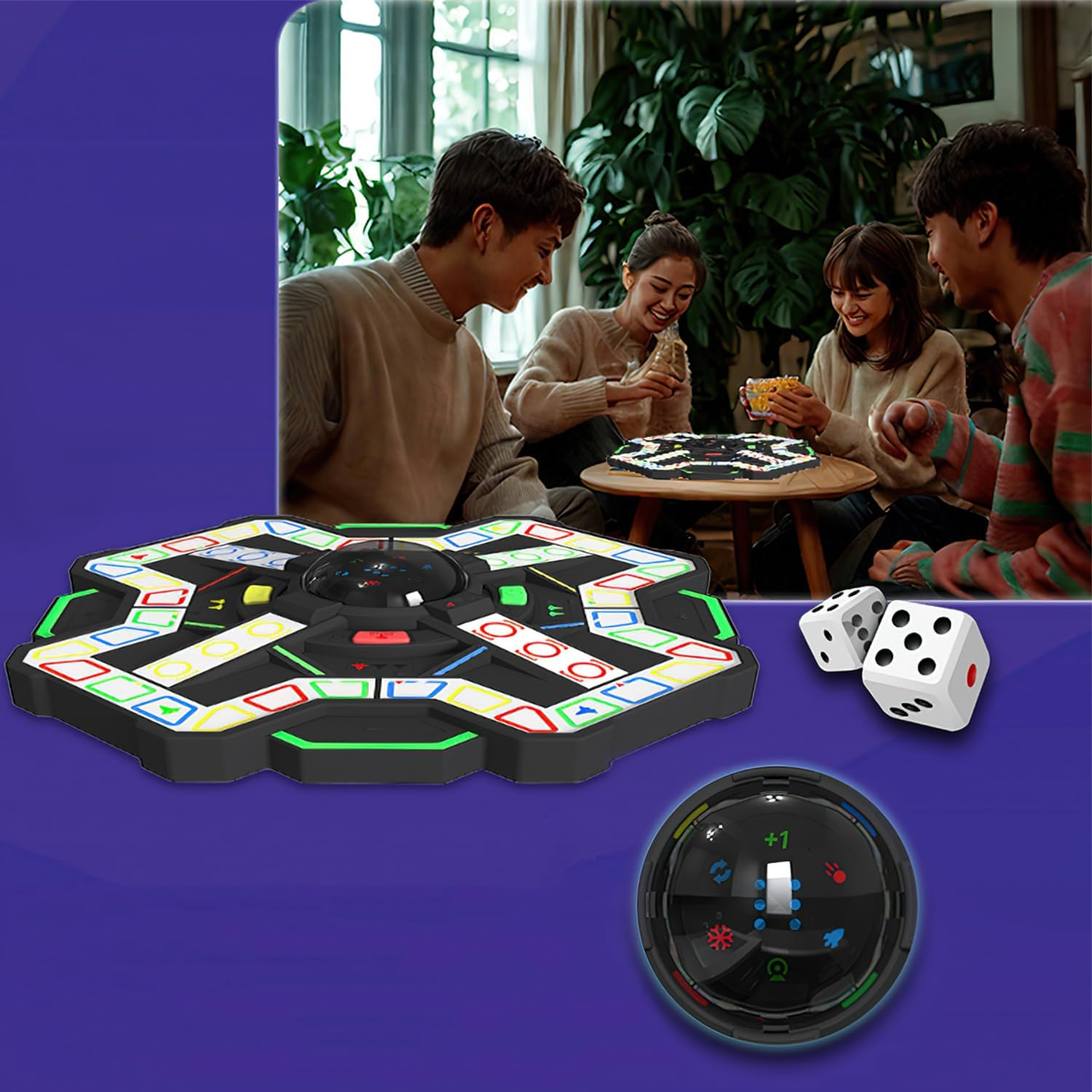 Ysityum Super Ludo Board Game, Star-Themed Electronic Board Game with Lights and 6 Play Modes for Family Adults Kids image number 4