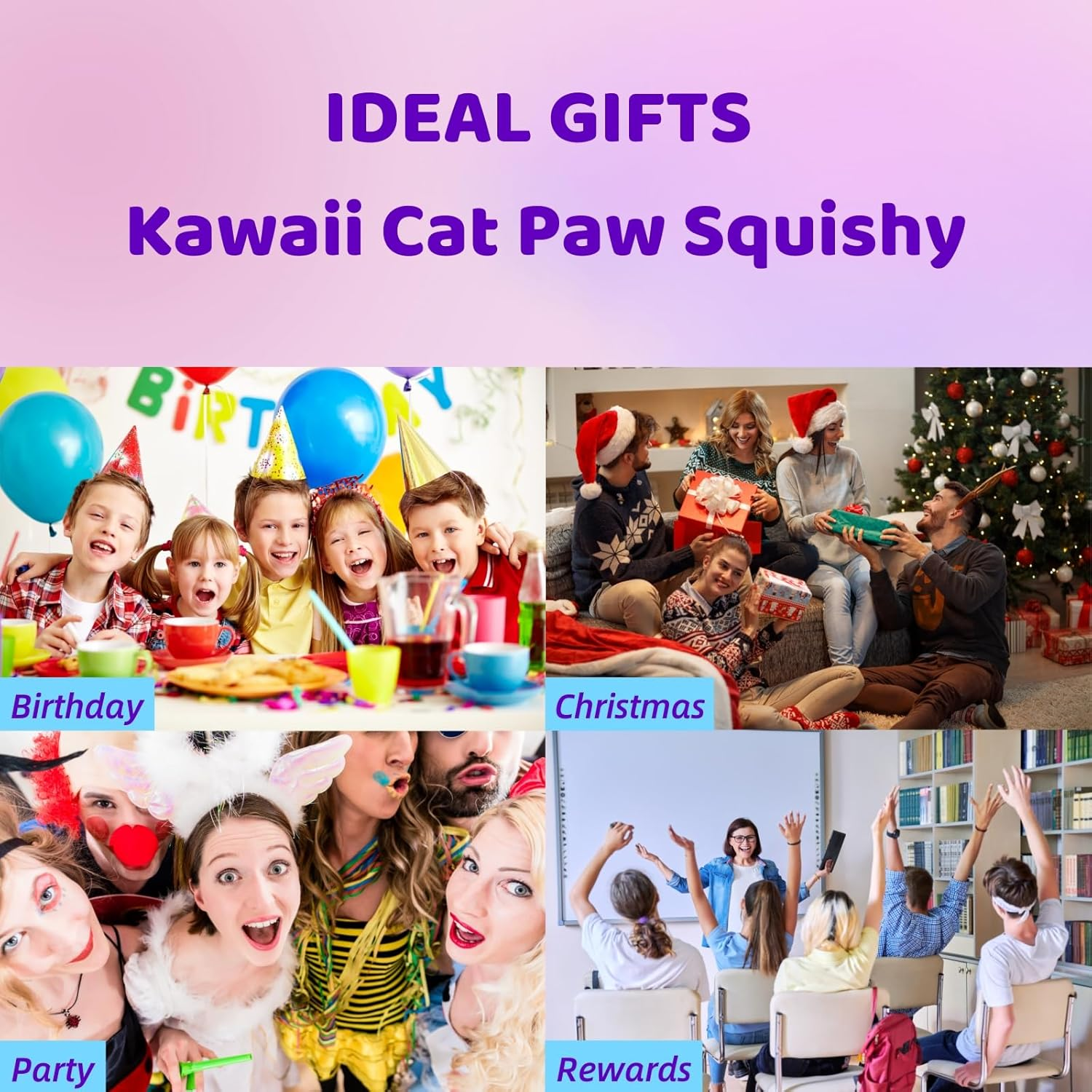 Taba Cat Squishy Squeeze Toys, Squishy Chuu, Cat Paw Squishy Stress Relief Sensory Toy, Pinch Family Squishy Toys, Jelly Kitty Paw Squishy for Kids Adults (White) image number 4