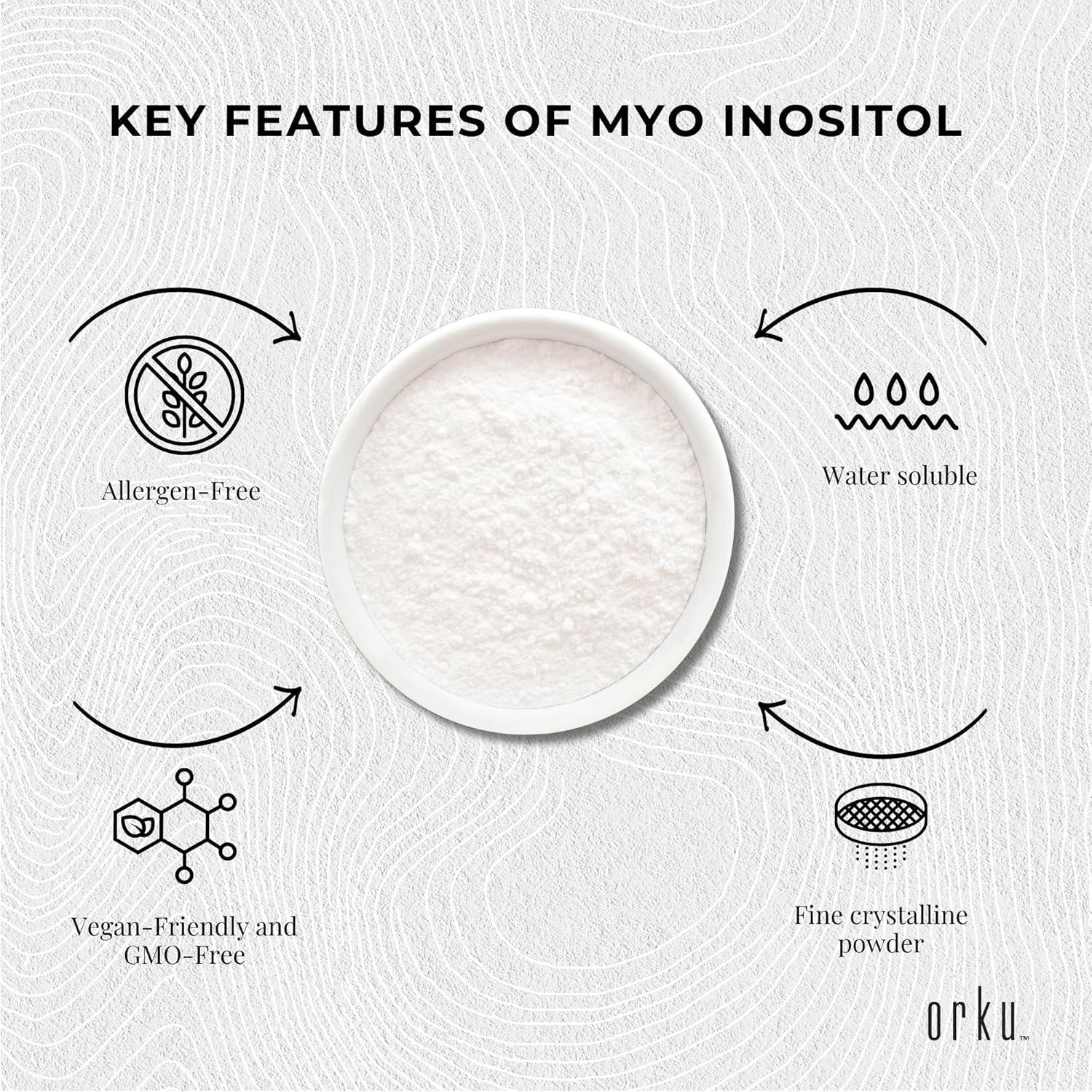 Orku 400G Myo Inositol Powder - USP Grade High Purity Unflavoured image number 3
