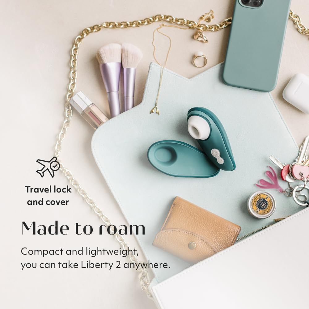 Womanizer Liberty 2 Pleasure Air Clit Sucker - Clitoral Suction Vibrator for Women and Couples - Personal Clitoris Stimulator with 8 Speeds - Waterproof Adult Sucking Sex Toy - Rechargeable - Petrol - Sage image number 5