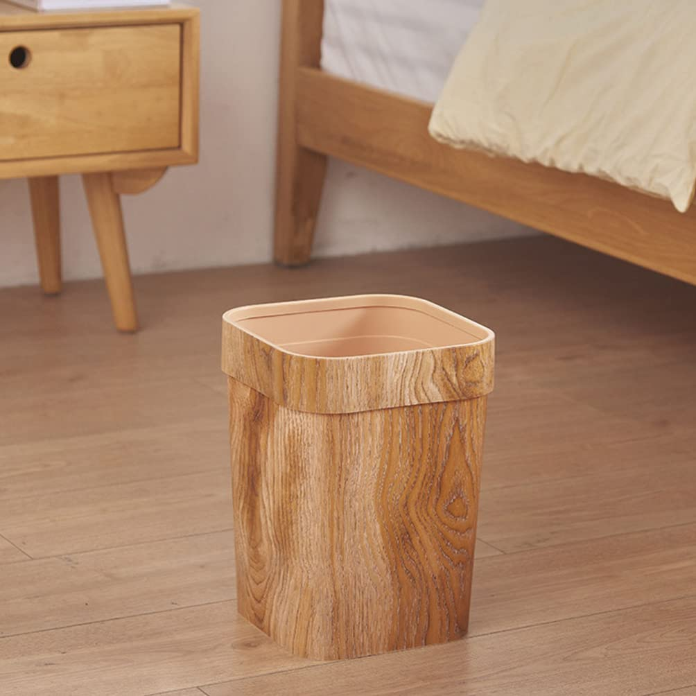 Alipis Square Trash Can Trash Waste Container Wood Trash Bin Bedroom Trash Kitchen Waste Basket Trash Basket Room Trash Can Waste Paper Basket Wooden Office Plastic Compost Bin Bamboo image number 4